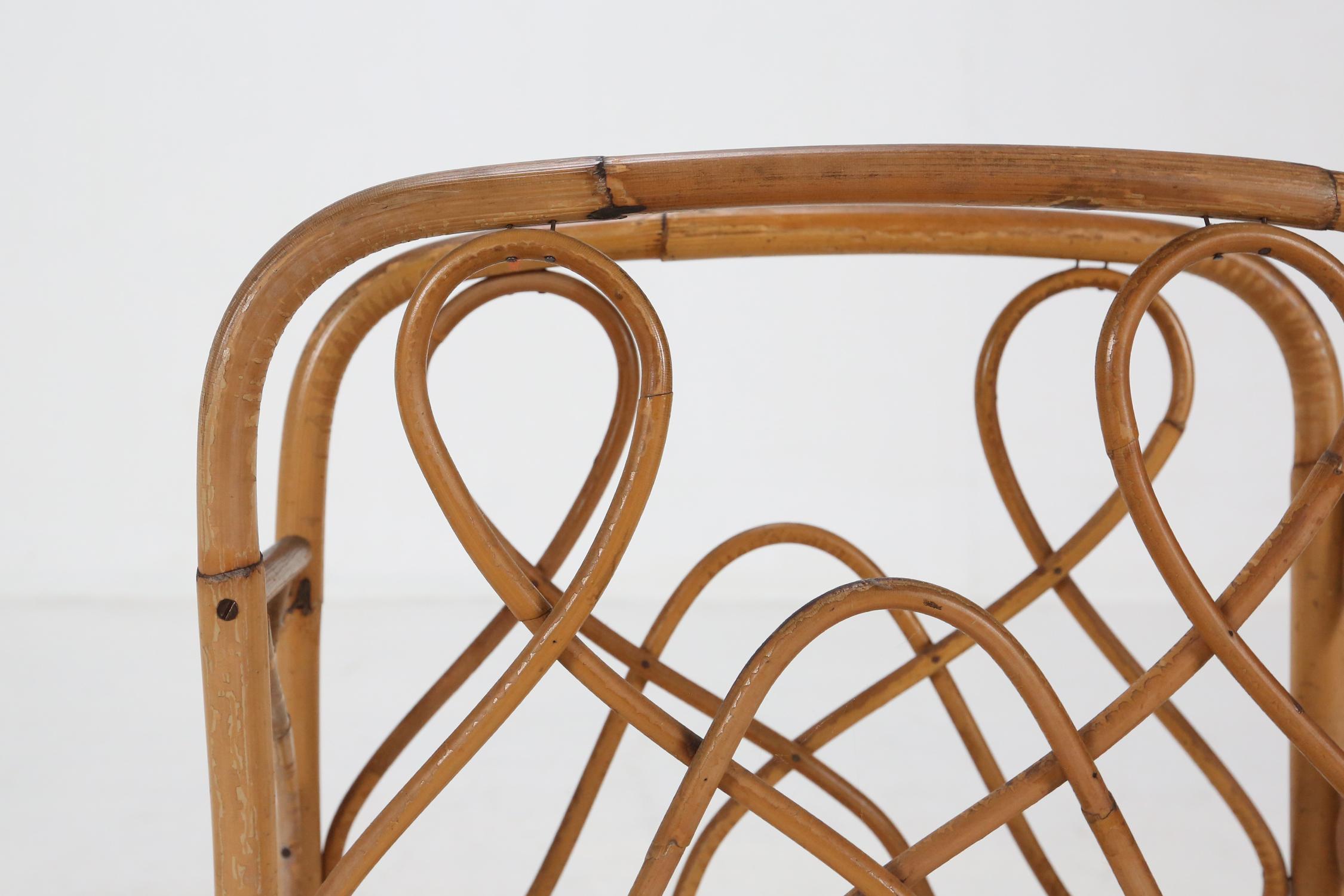 Mid-Century Bamboo and Rattan Magazine Rack, 1950s In Good Condition In Meulebeke, BE