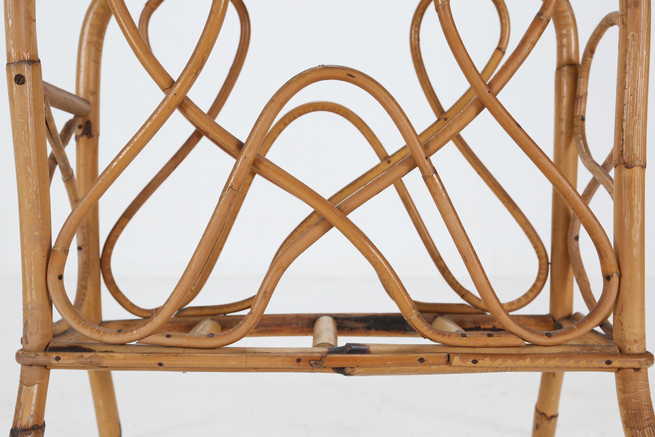 Mid-20th Century Mid-Century Bamboo and Rattan Magazine Rack, 1950s