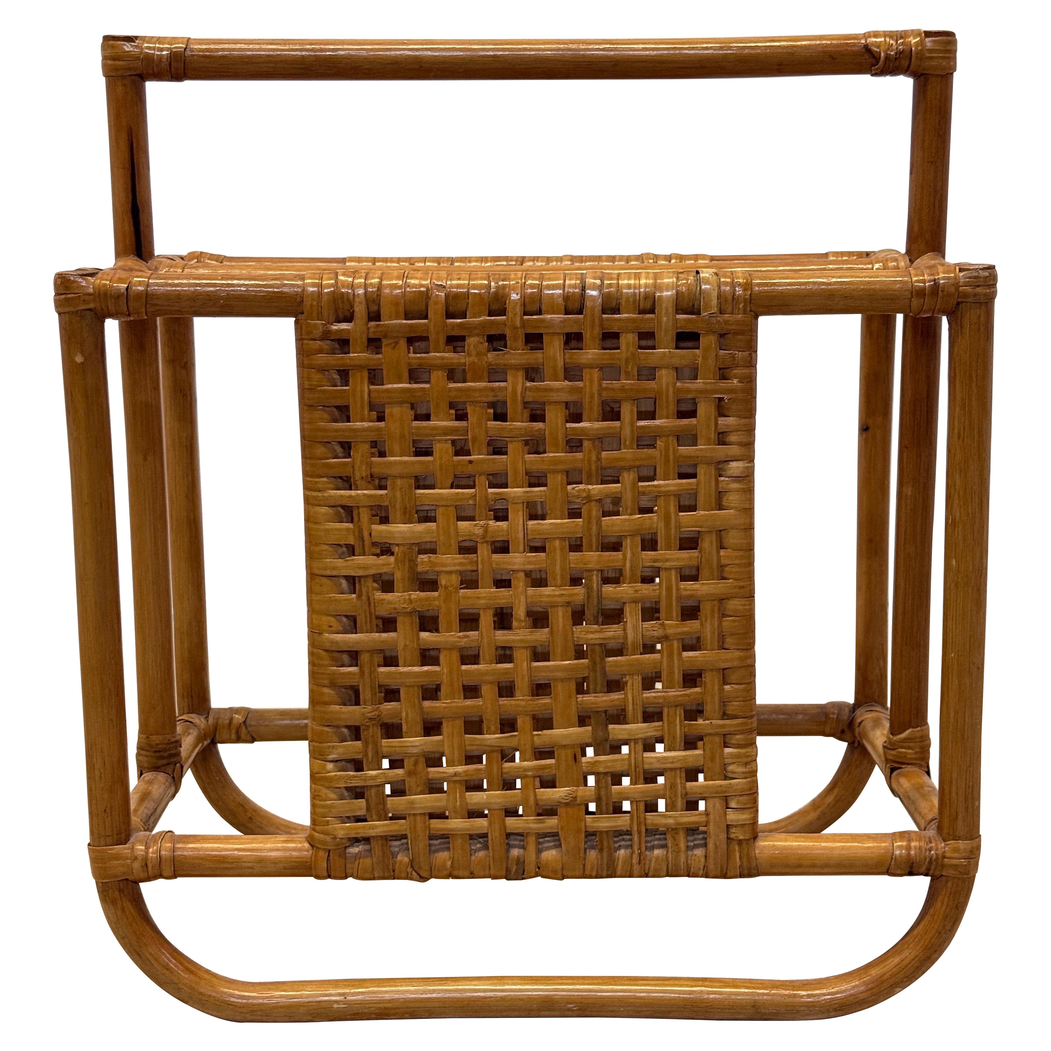Mid-Century Bamboo and Rattan Magazine Rack, 1970s
