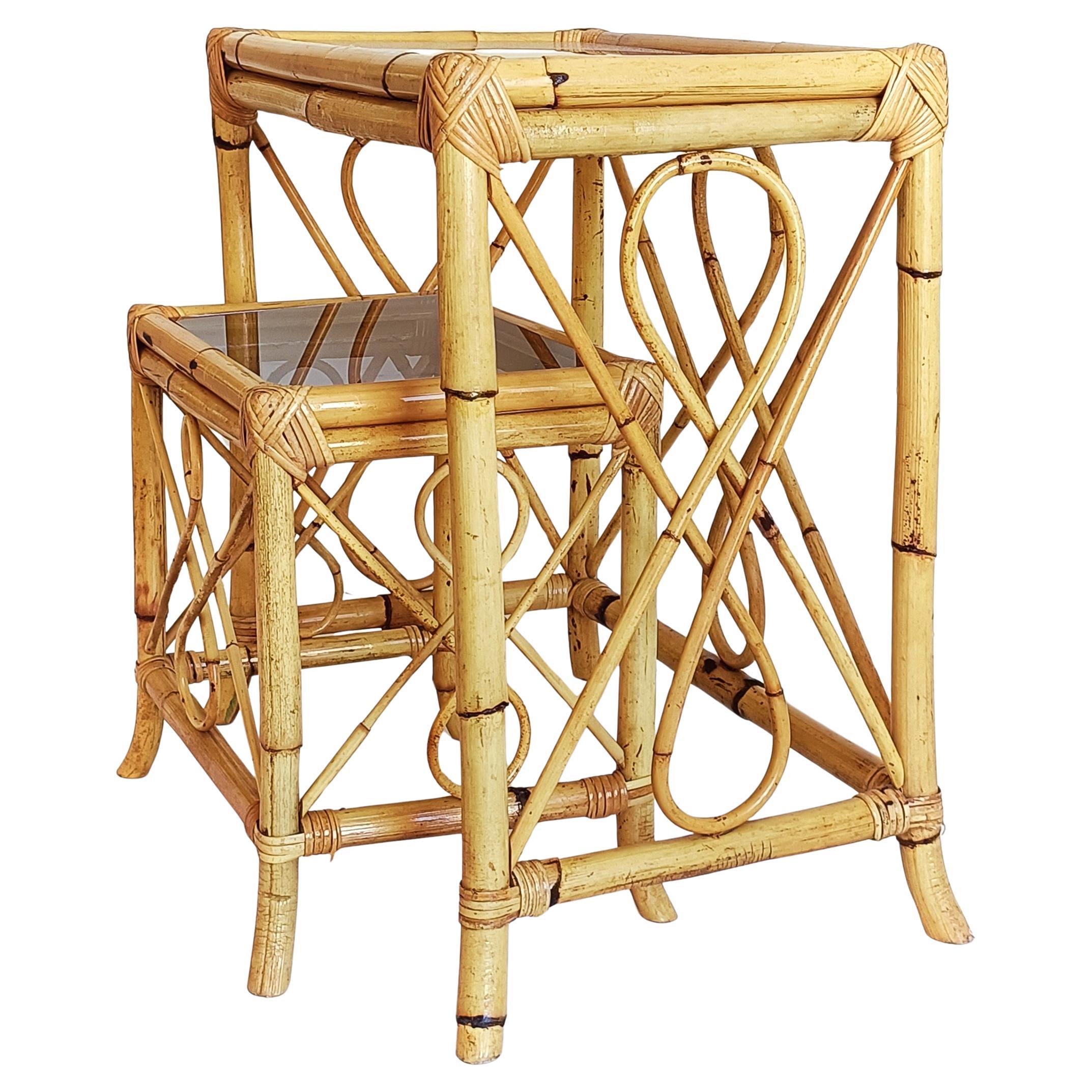 Tables gigognes de la Côte d'Azur en bambou et rotin, Espagne, années 1960 en vente 2