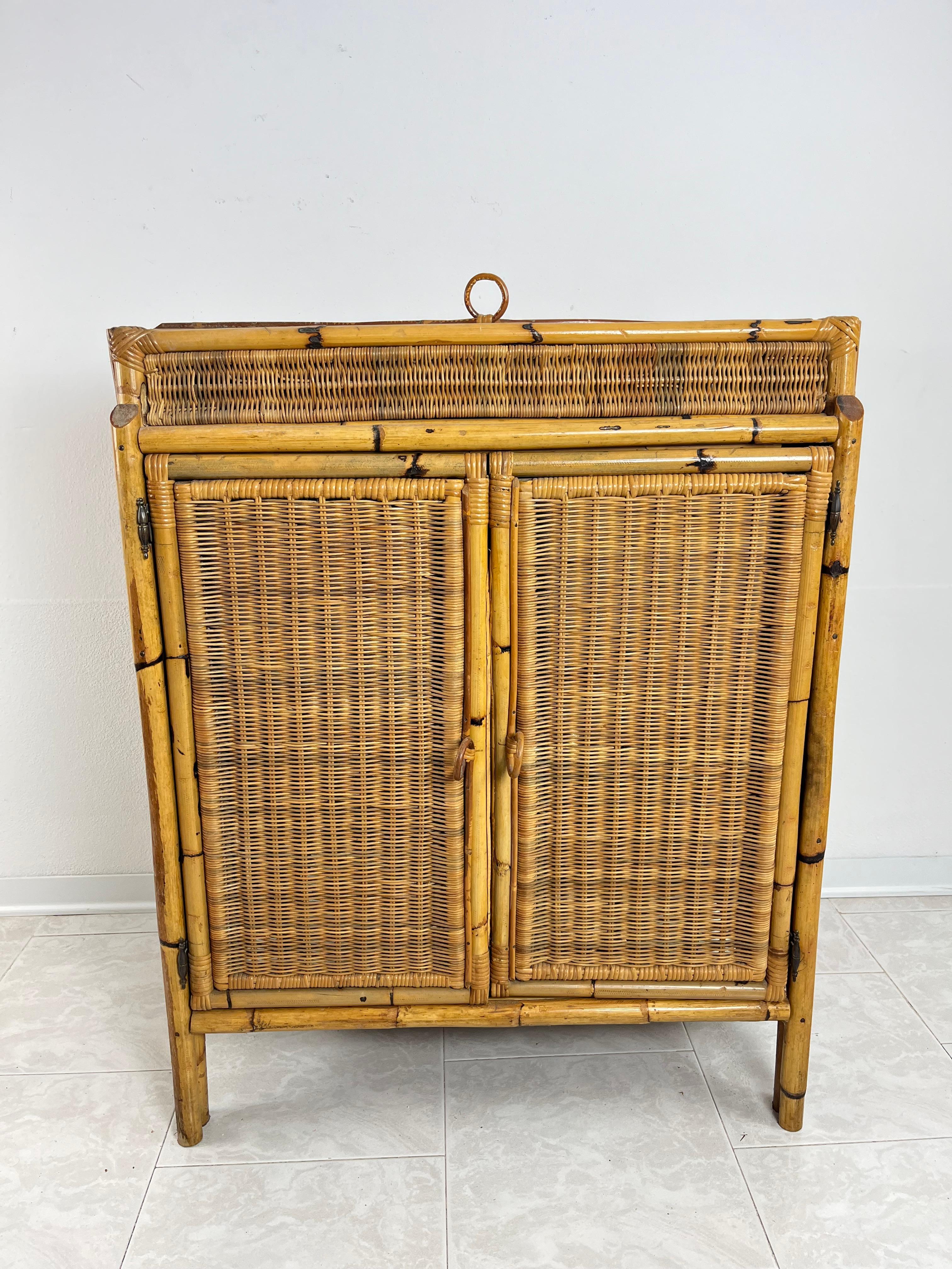 Mid-Century Bamboo and Rattan Sideboard 1960s Attributed to Vittorio Bonacina For Sale 5