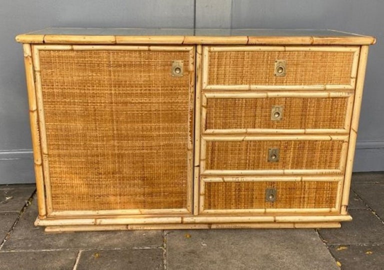 Mid-Century Rattan / Cane Sideboard Credenza by Dal Vera, Italy, 1970s at  1stDibs