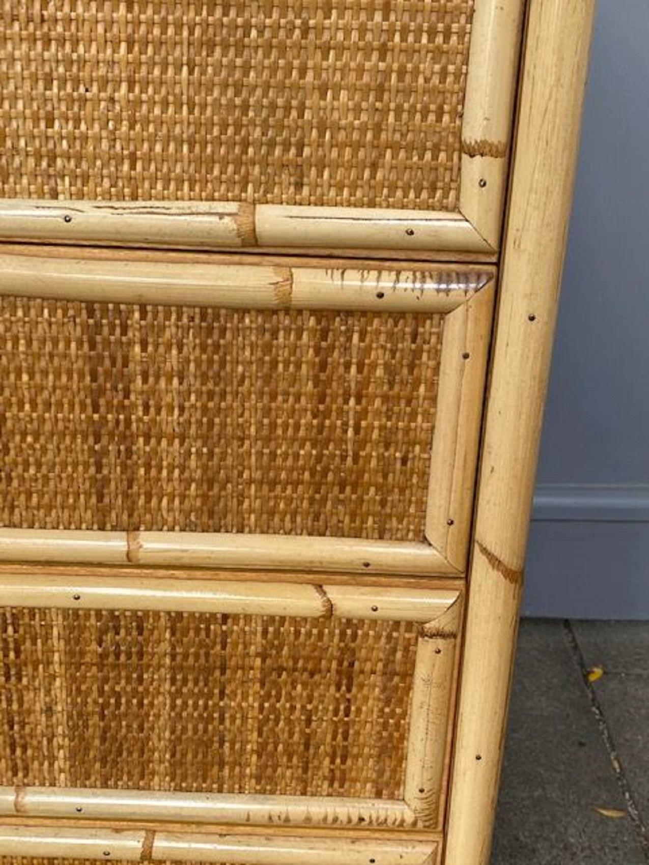 Mid-Century Rattan / Cane Sideboard  Credenza by Dal Vera, Italy, 1970s  In Good Condition In Richmond, Surrey