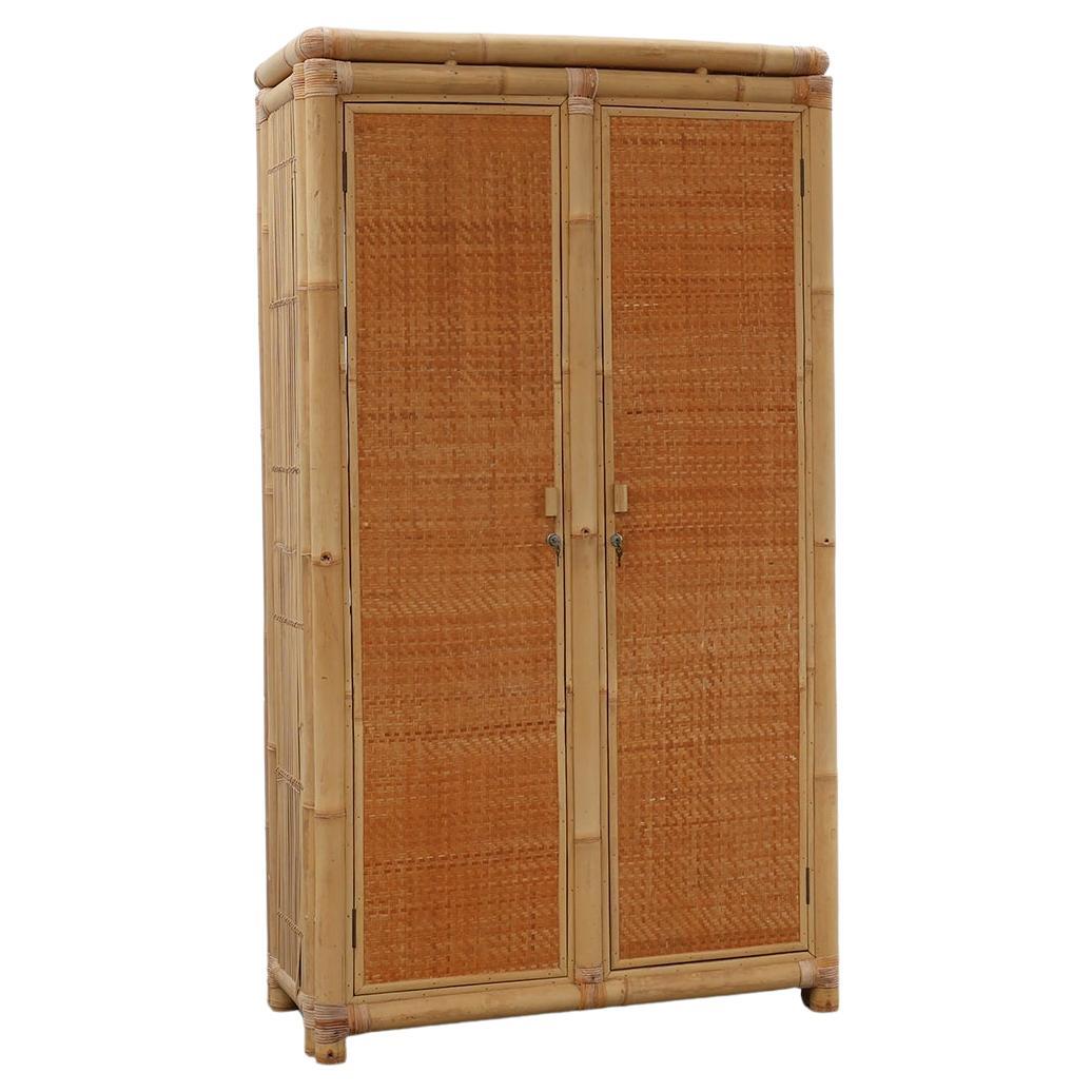 Armoire en bambou et rotin du milieu du siècle, Italie vers 1960
