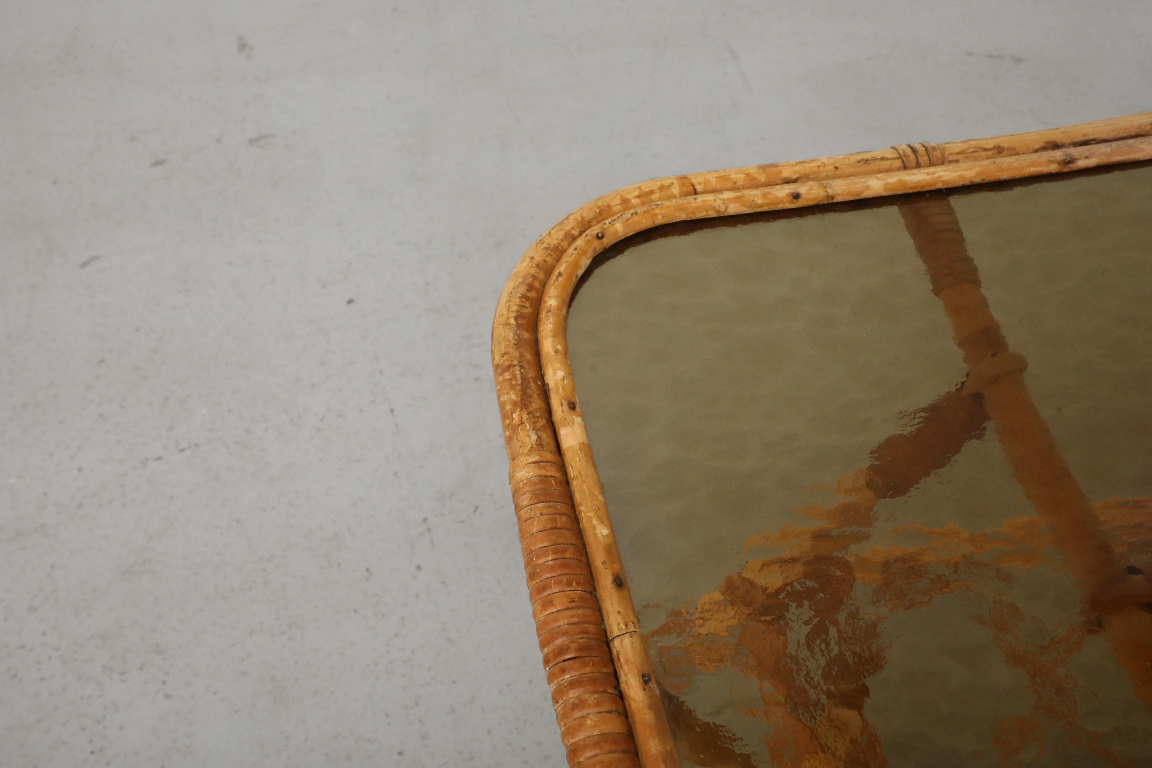 Mid-Century Bamboo and Textured Glass Coffee Table by Rohe Noordwolde 5
