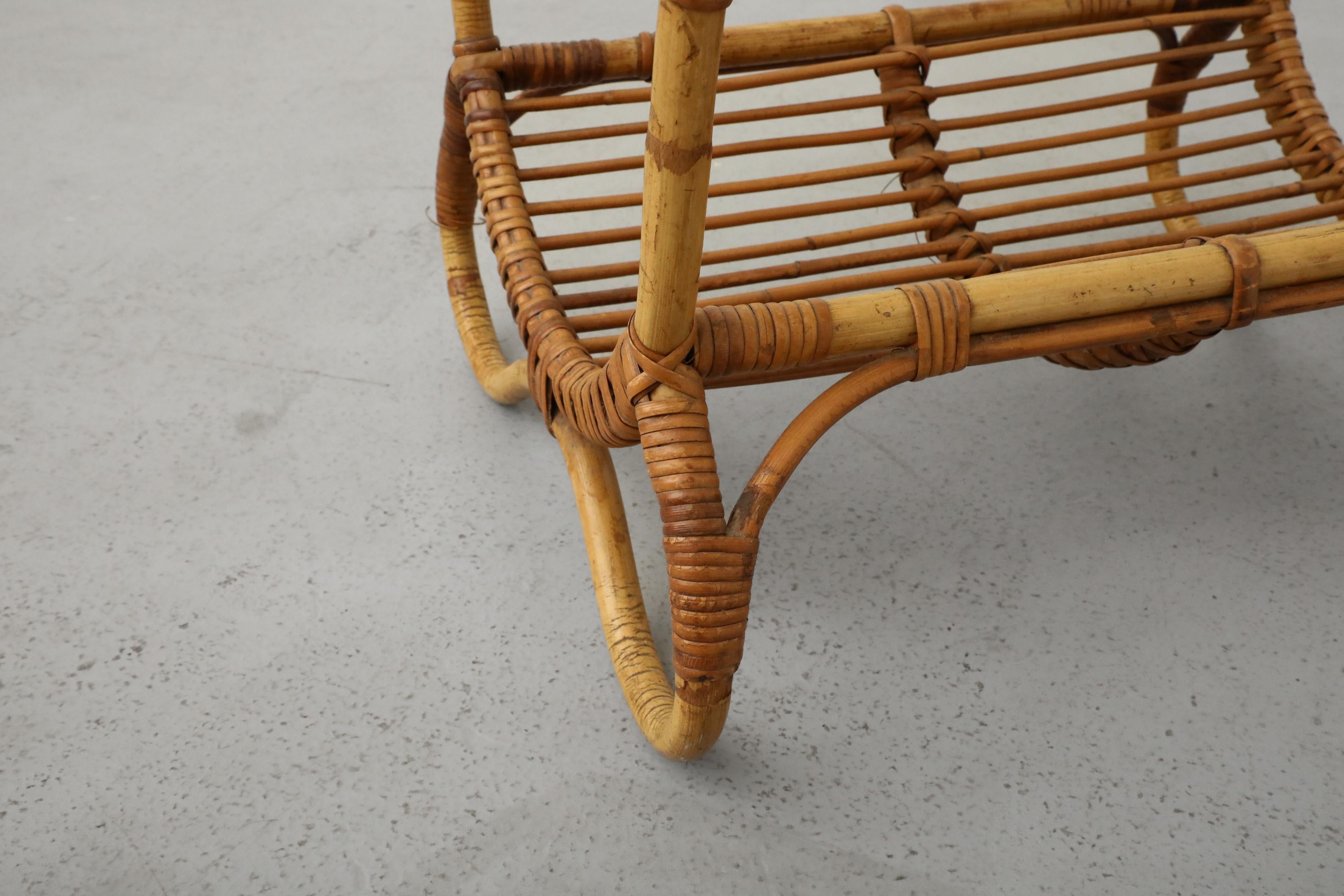 Table basse du milieu du siècle dernier en bambou et verre texturé de Rohe Noordwolde en vente 5