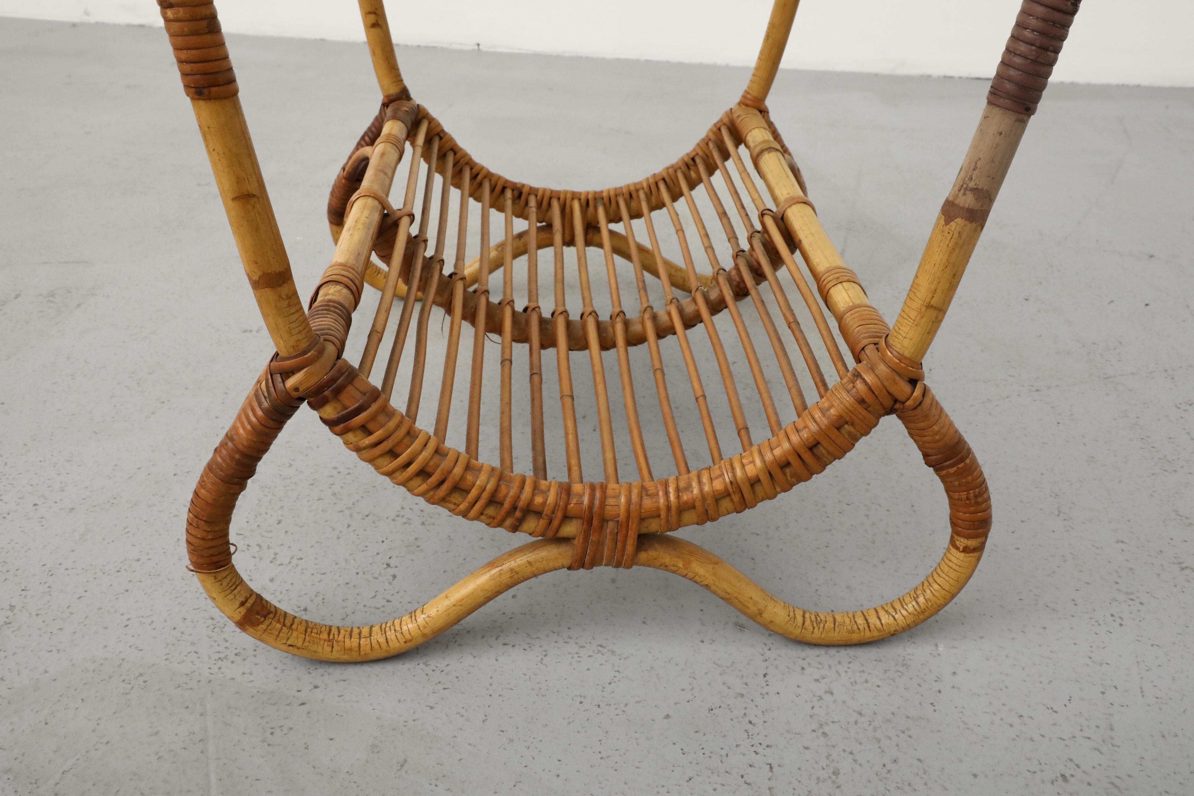 Table basse du milieu du siècle dernier en bambou et verre texturé de Rohe Noordwolde en vente 6