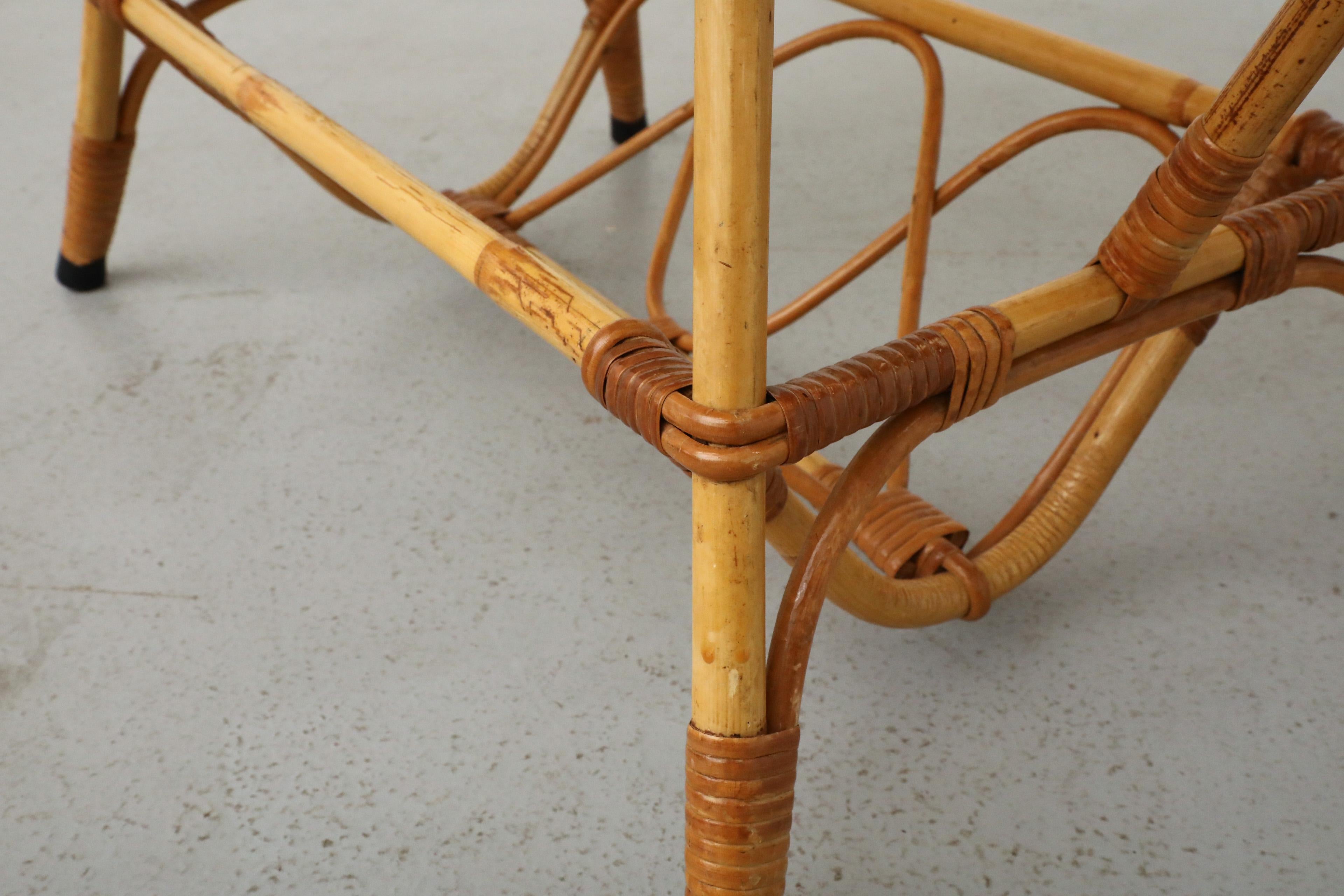 Mid-Century Bamboo and Textured Glass Coffee Table by Rohe Noordwolde 8