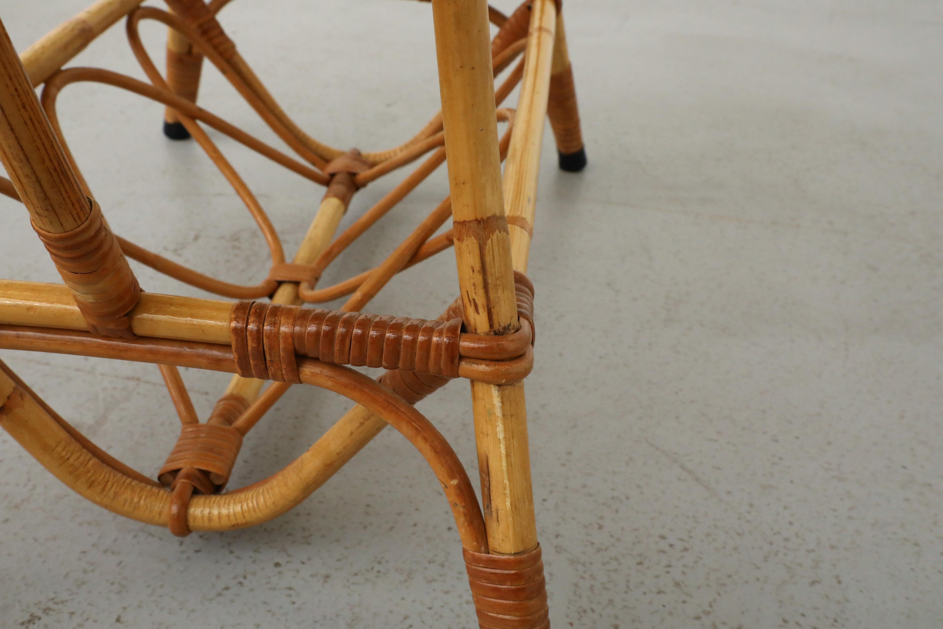 Mid-Century Bamboo and Textured Glass Coffee Table by Rohe Noordwolde 9