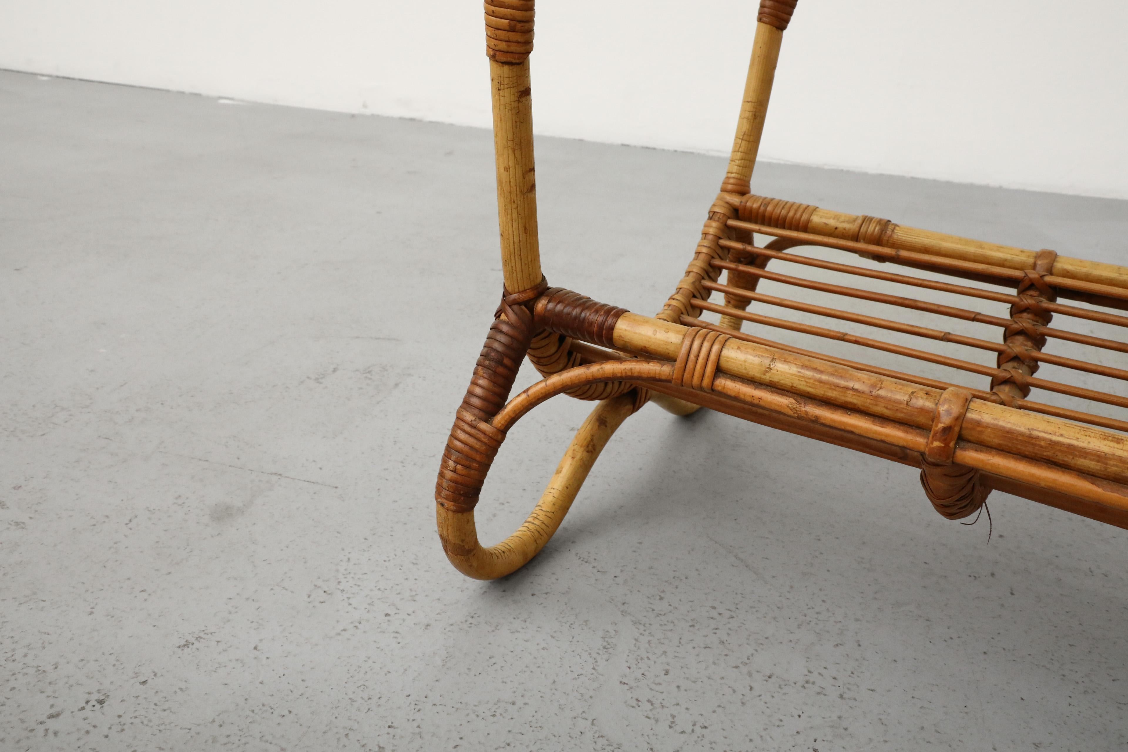 Table basse du milieu du siècle dernier en bambou et verre texturé de Rohe Noordwolde en vente 8