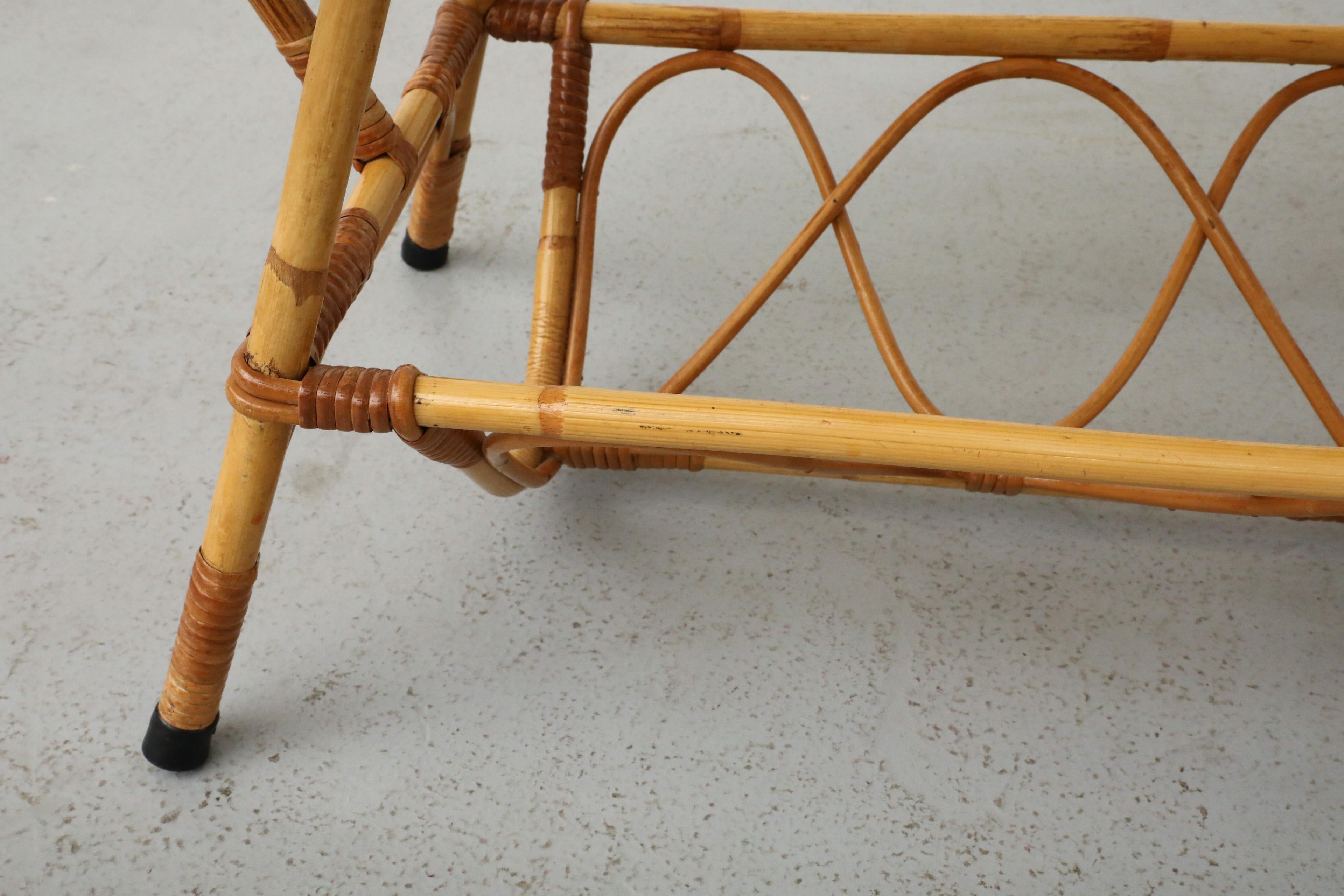 Mid-Century Bamboo and Textured Glass Coffee Table by Rohe Noordwolde 12