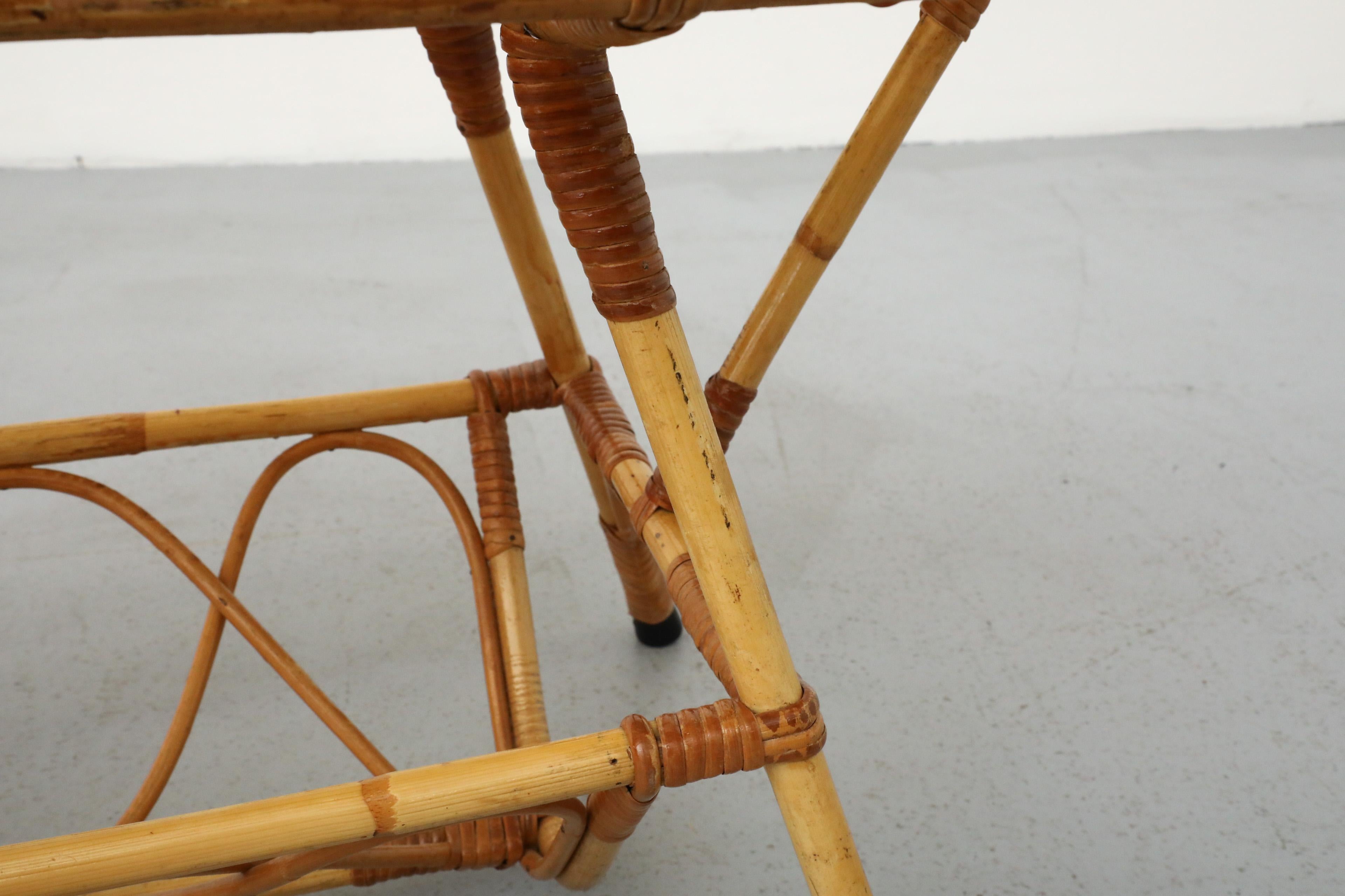 Mid-Century Bamboo and Textured Glass Coffee Table by Rohe Noordwolde 13