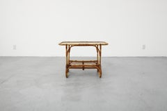 Table basse du milieu du siècle dernier en bambou et verre texturé de Rohe Noordwolde