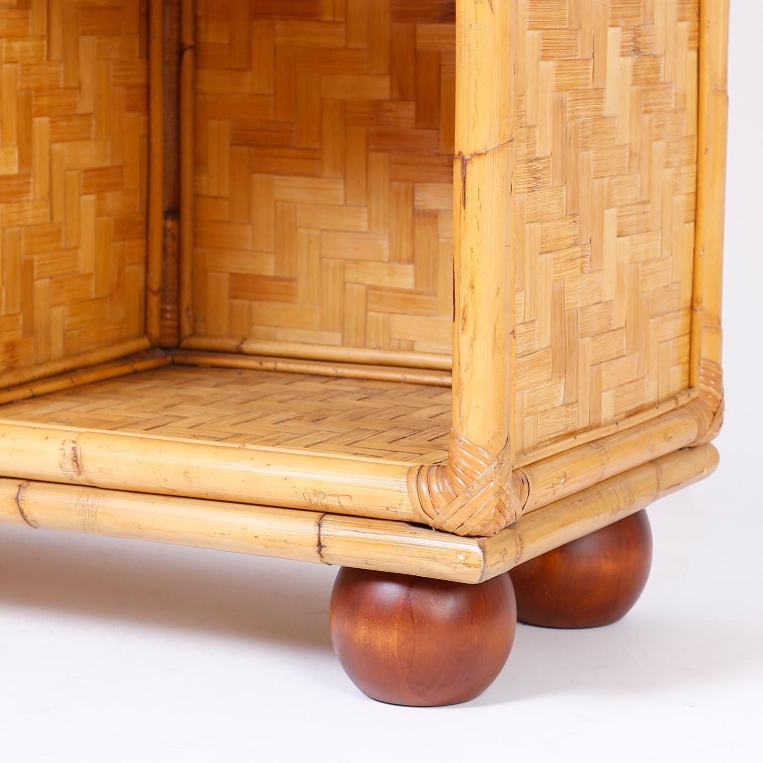 Midcentury Bamboo and Wicker Cabinet or Server In Good Condition In Palm Beach, FL