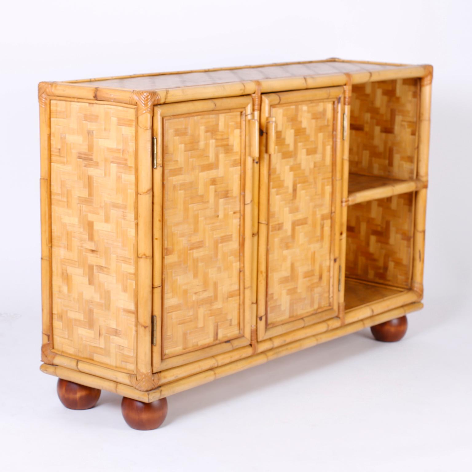Midcentury Bamboo and Wicker Cabinet or Server 1