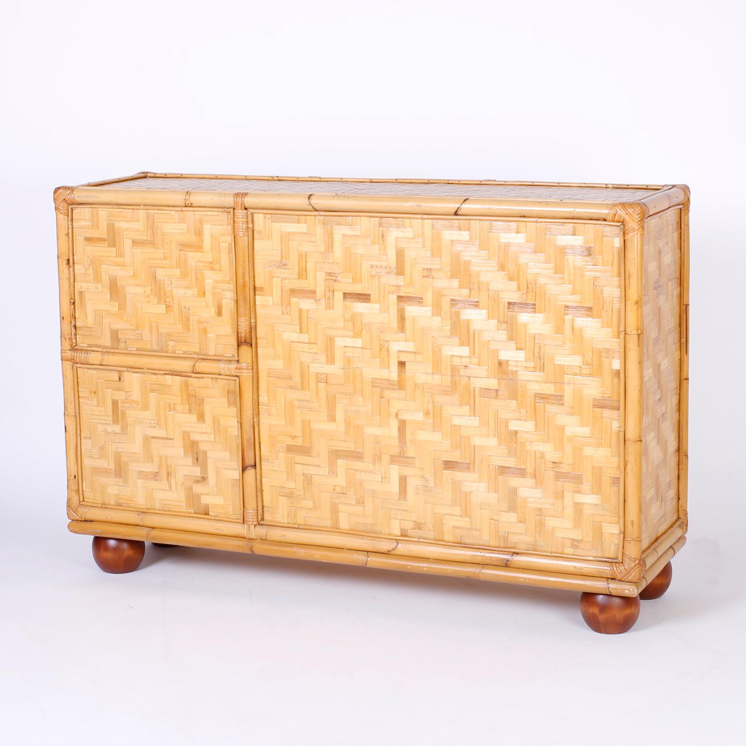 Midcentury Bamboo and Wicker Cabinet or Server 2