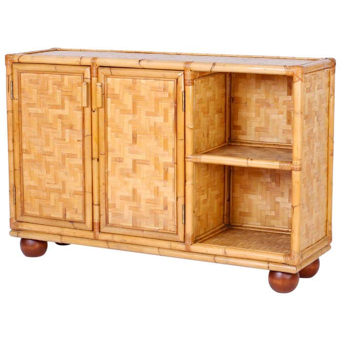 Midcentury Bamboo and Wicker Cabinet or Server at 1stDibs | server cabinet