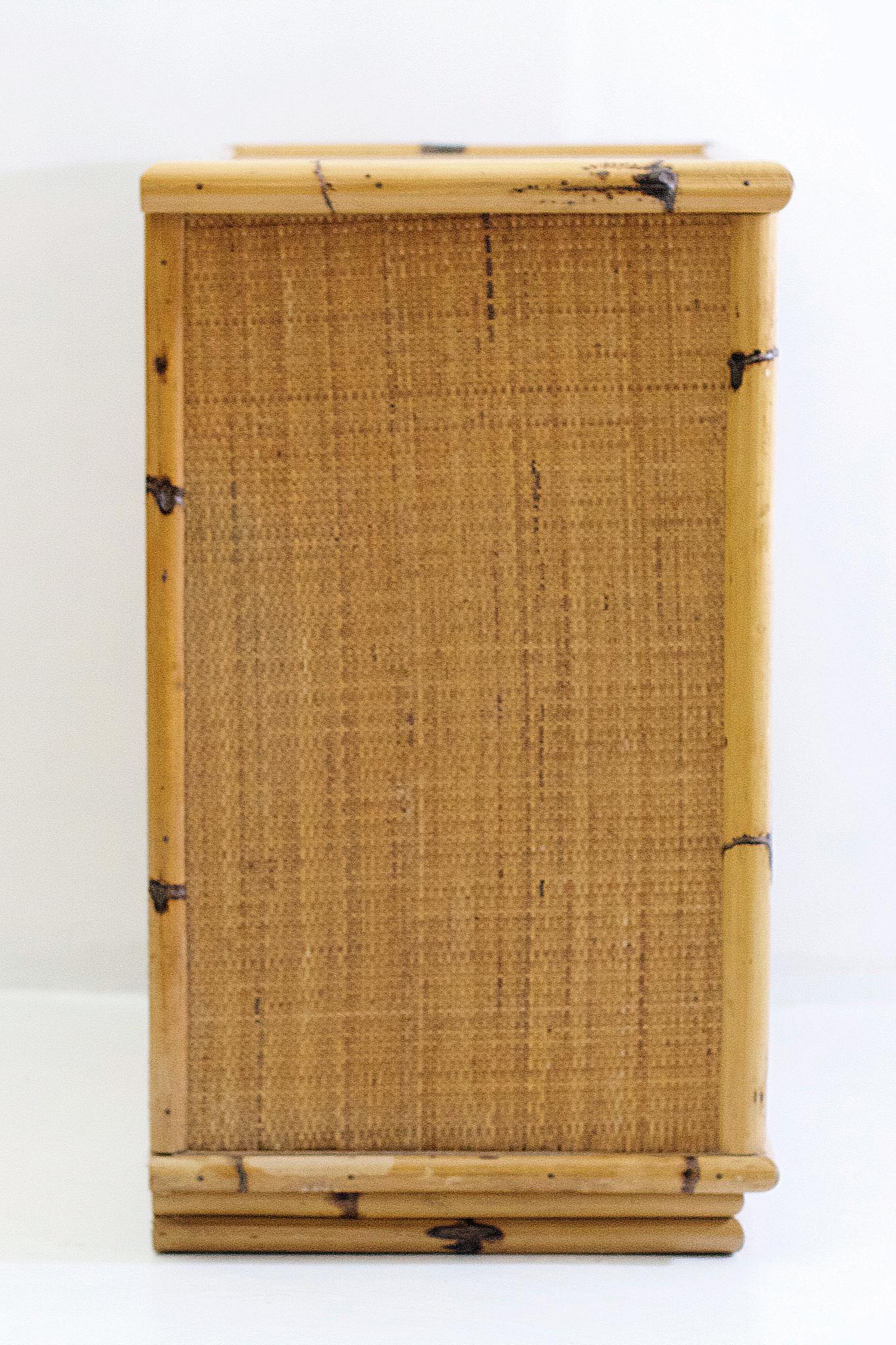 Mid Century Bamboo and Wicker Chest of Drawers by Dal Vera, Italy 1