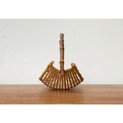 Ciotola a cesto in legno e bambù di metà secolo, 1960