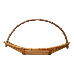 Korbschale aus Bambus und Holz aus der Jahrhundertmitte, 1960er Jahre