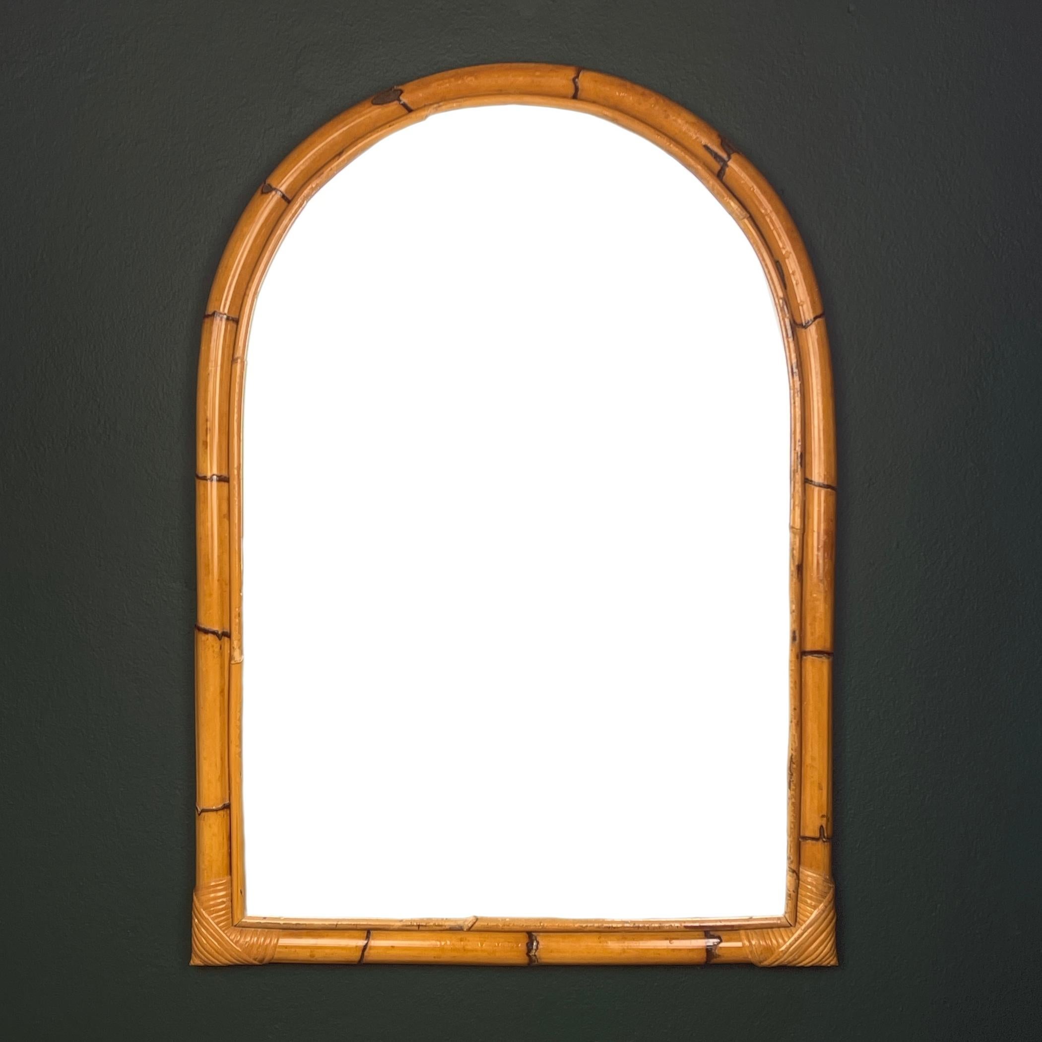 Mid-Century Modern Mid-Century Bamboo Arch Wall Mirror, Italy, 1960s For Sale