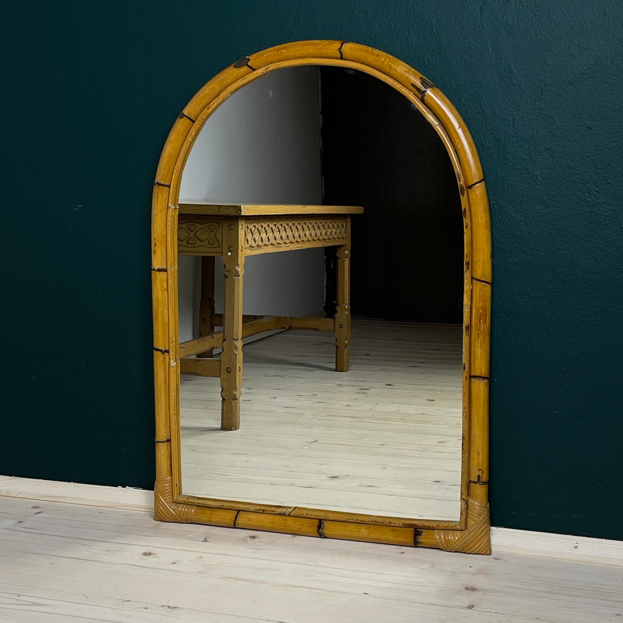 Mid-Century Bamboo Arch Wall Mirror, Italy, 1960s For Sale 2