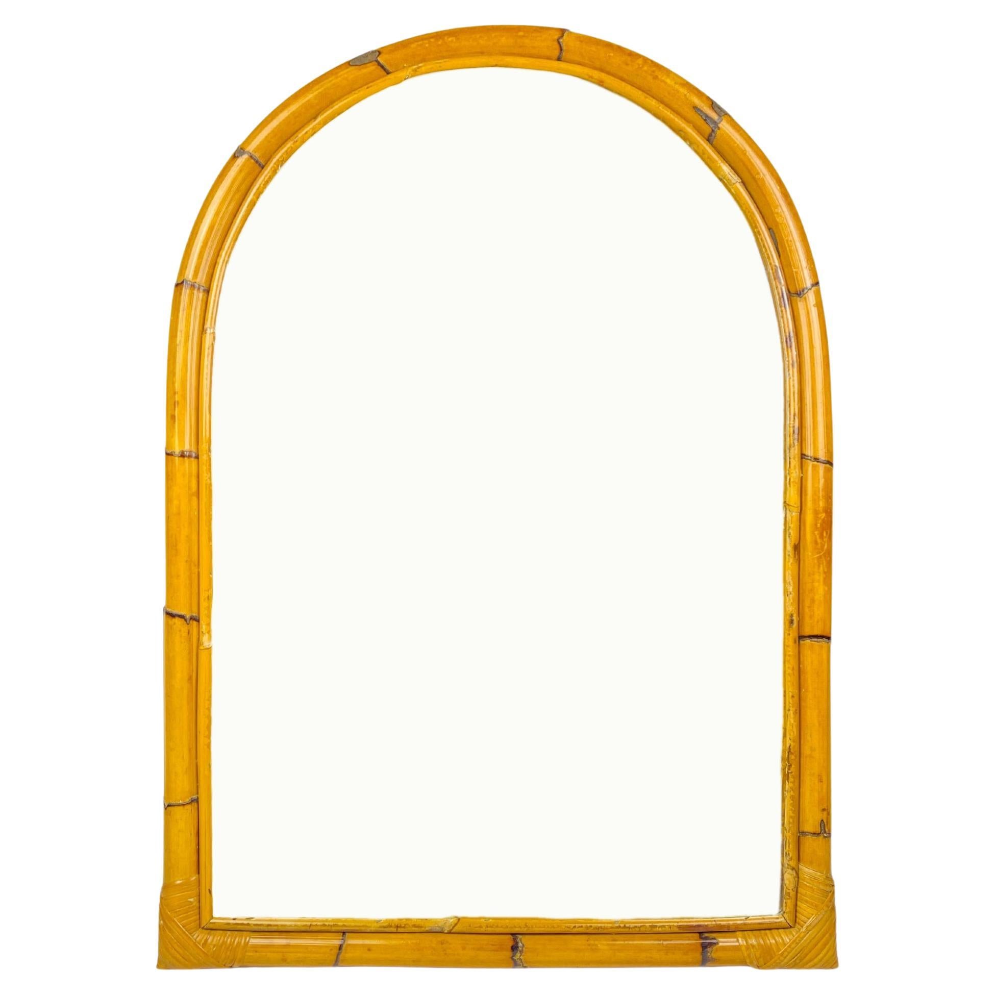 Mid-Century Bamboo Arch Wall Mirror, Italy, 1960s