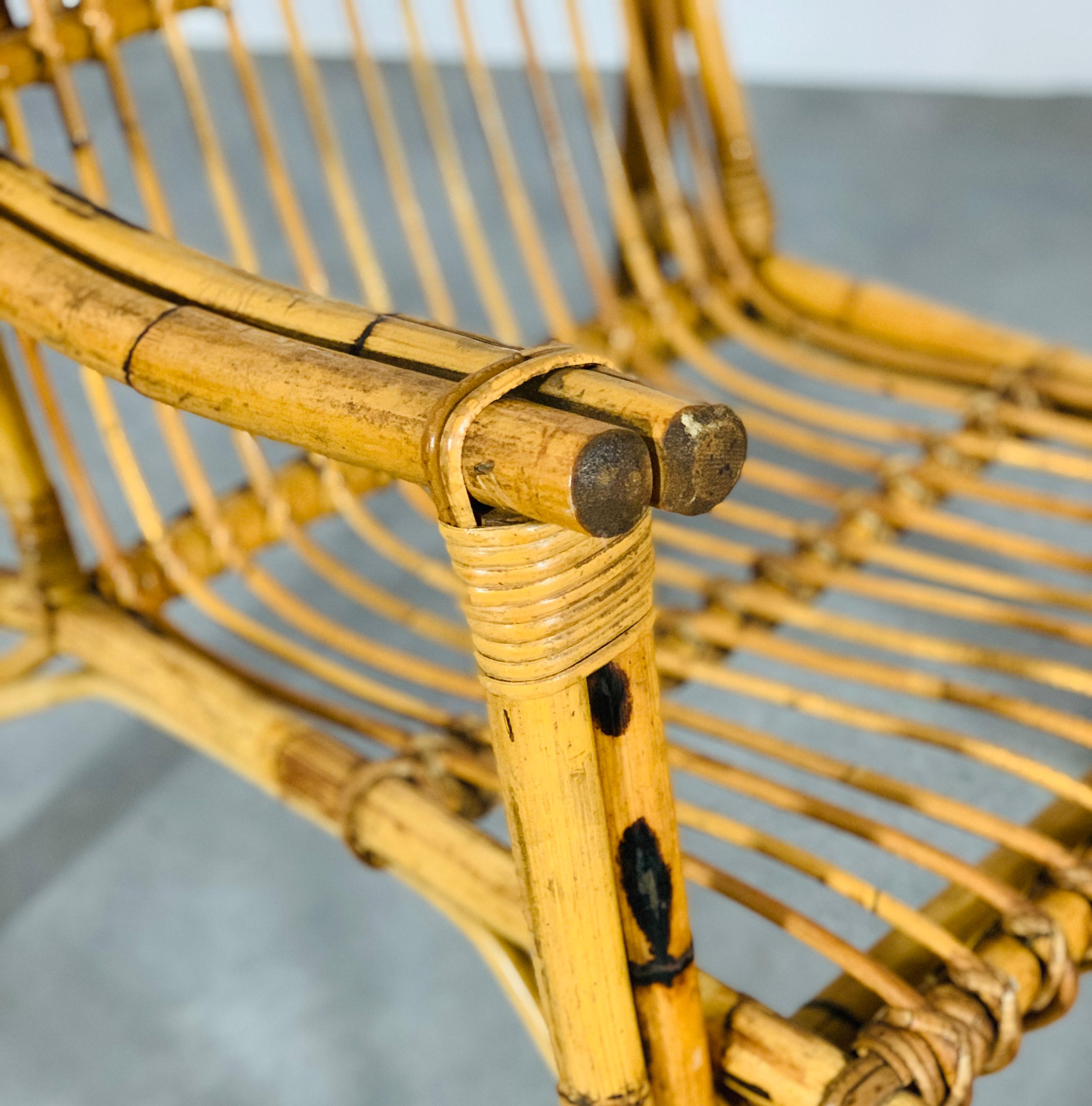 Sillones de bambú de mediados de siglo, influencias del Torii japonés. Dal Vera, Italia, años 60 Italiano en venta