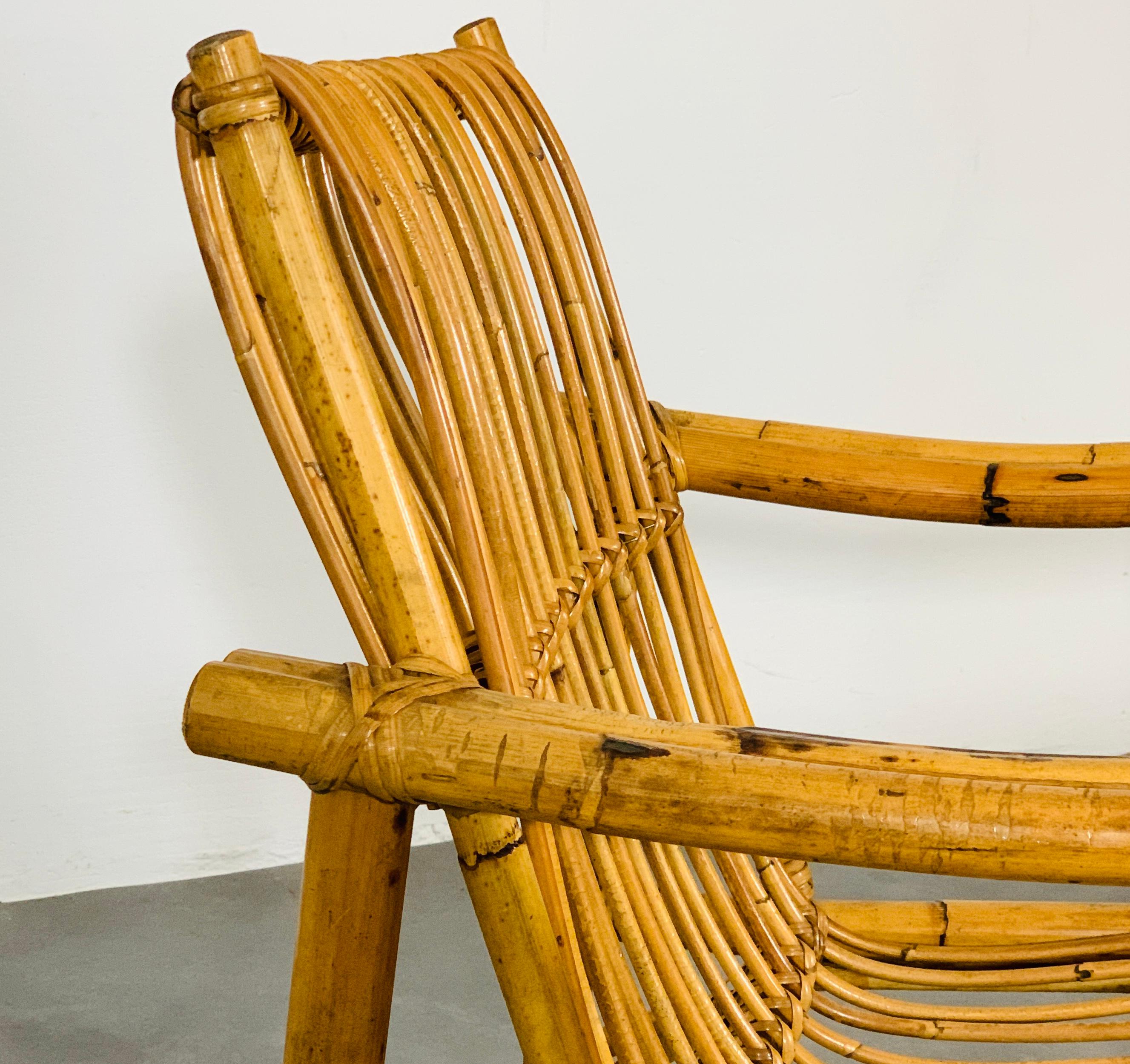Sillones de bambú de mediados de siglo, influencias del Torii japonés. Dal Vera, Italia, años 60 en venta 1