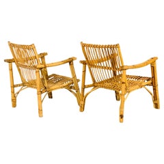 Fauteuils en bambou du milieu du siècle dernier, influences Torii japonaises. Dal Vera, Italie, années 1960