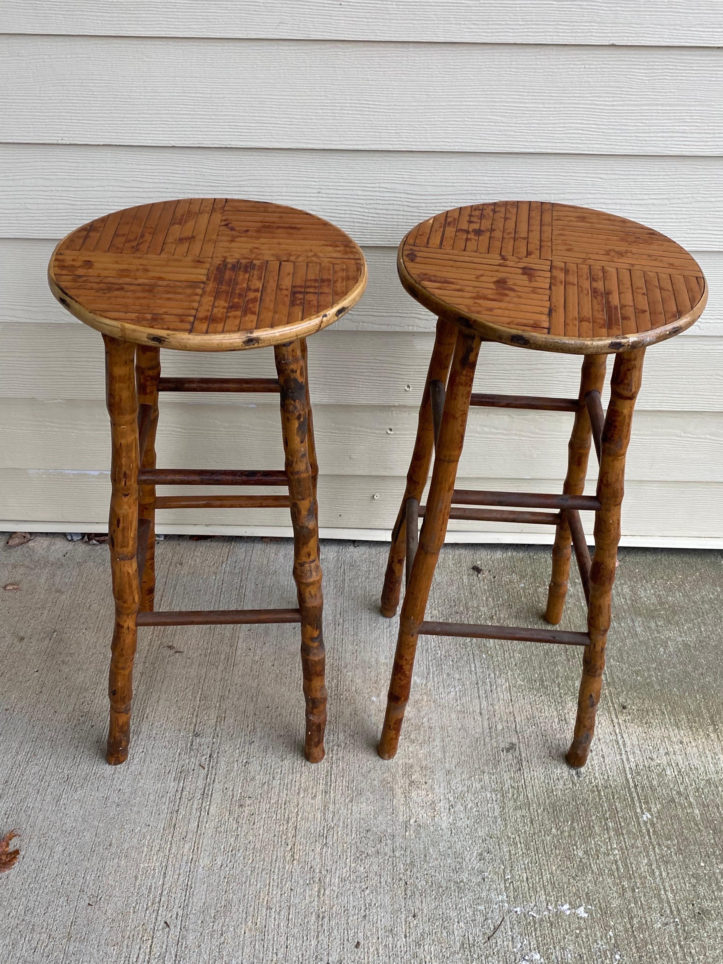 American Mid-century Bamboo Bar Stools For Sale