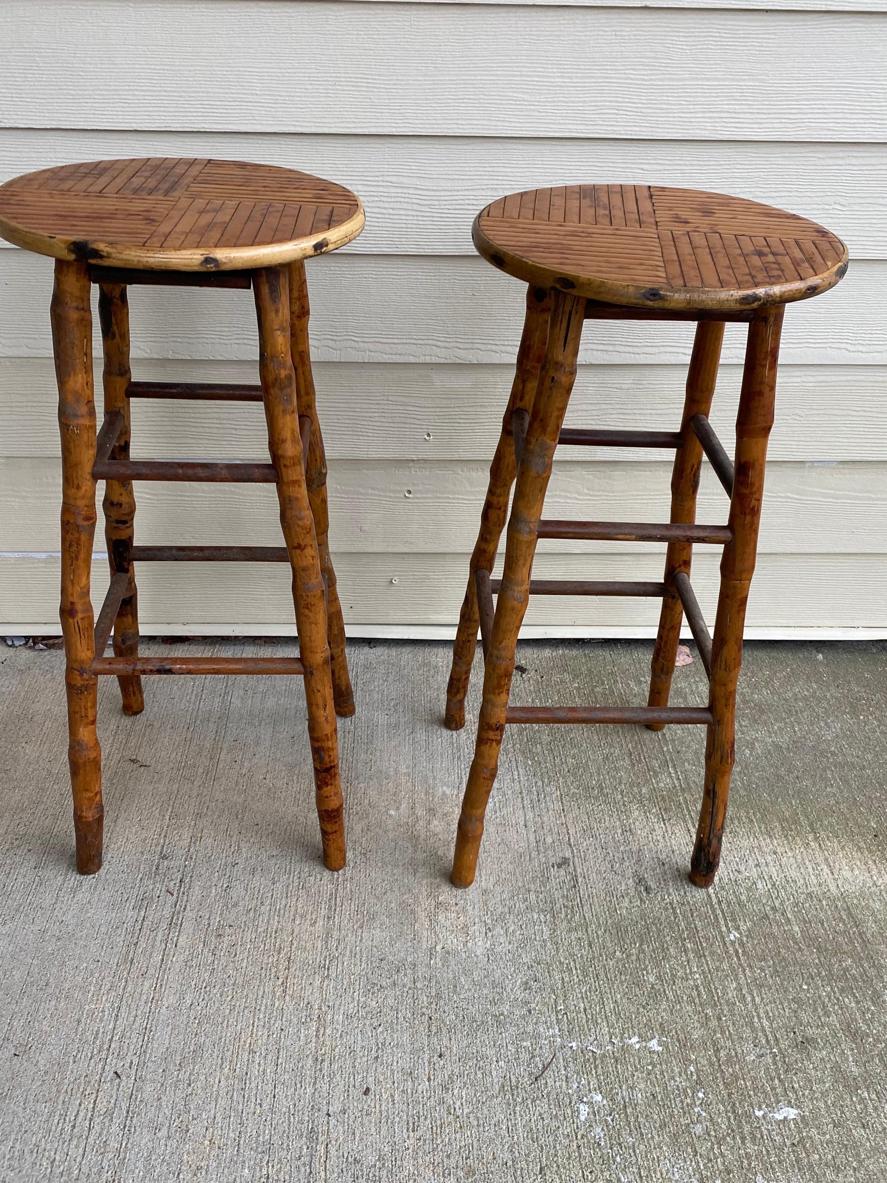 19th Century Mid-century Bamboo Bar Stools For Sale