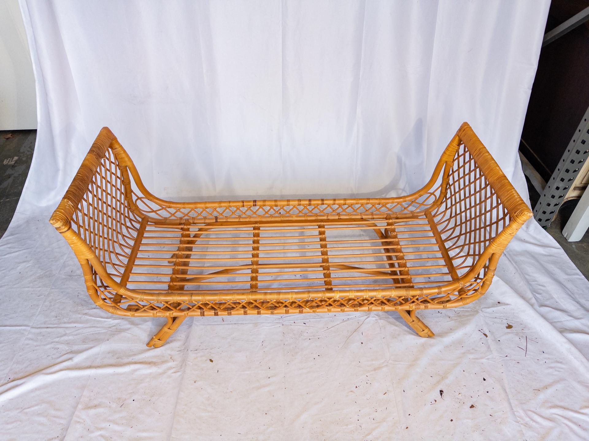 Mid Century Bamboo Bench For Sale 8