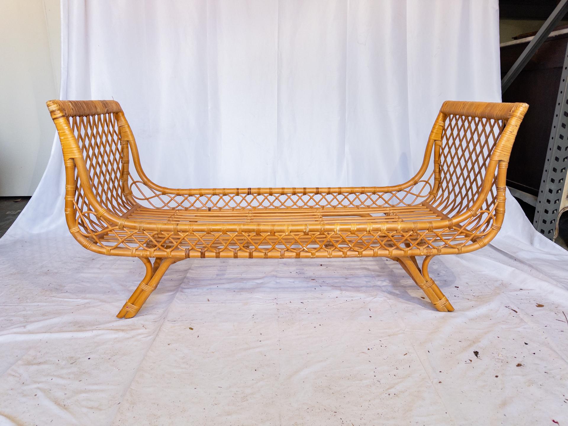 Mid Century Bamboo Bench For Sale 10