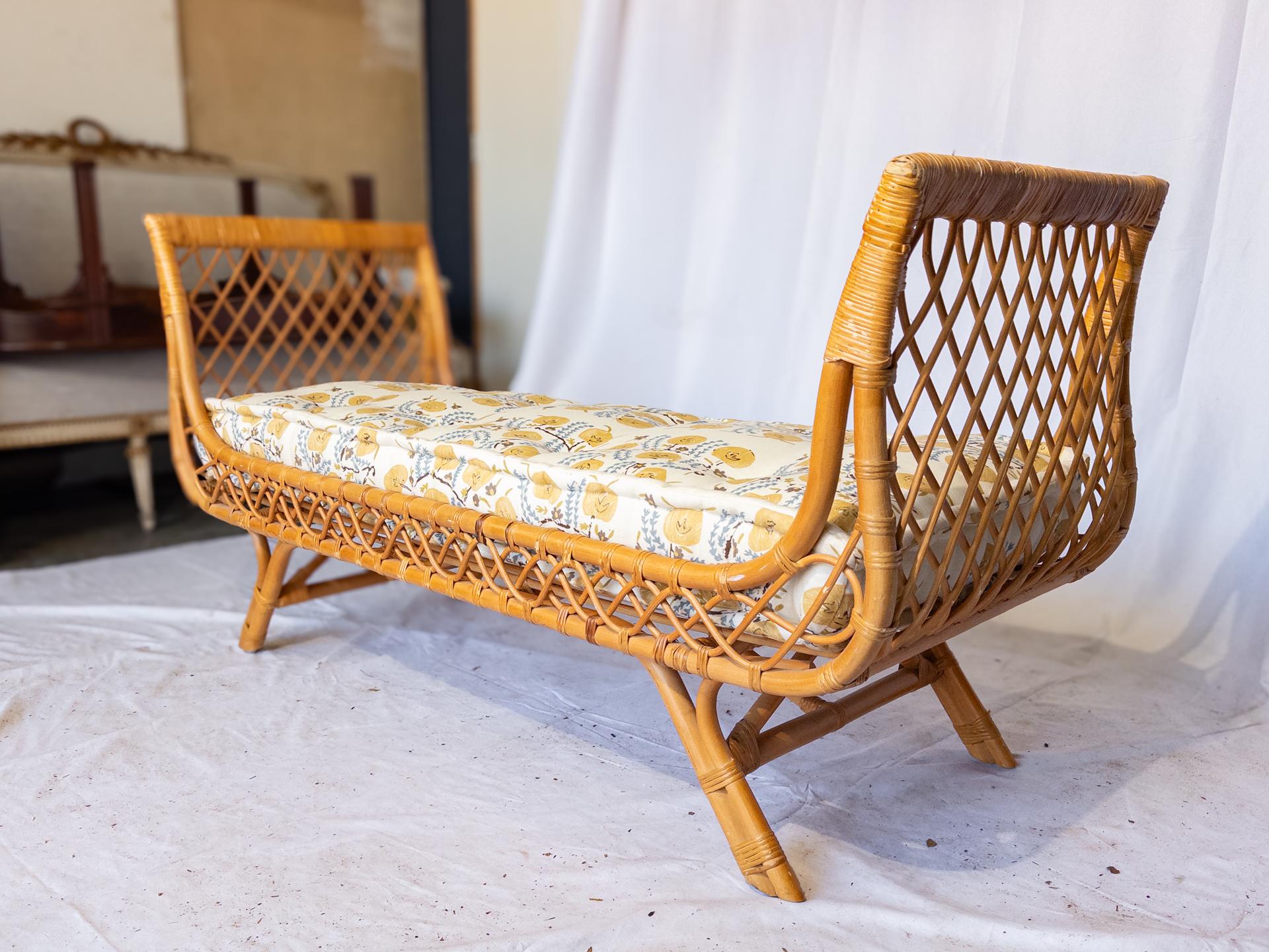 20th Century Mid Century Bamboo Bench For Sale