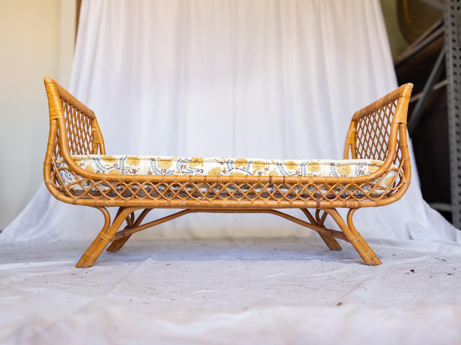 Mid Century Bamboo Bench For Sale 1