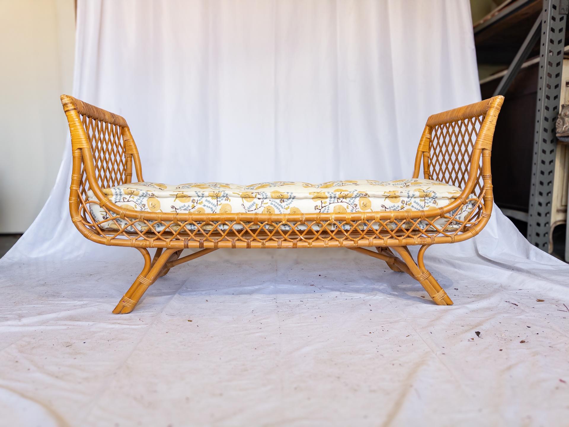 Mid Century Bamboo Bench For Sale 3