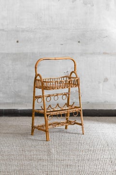 Mid-Century Bamboo Bottle Rack Etagère