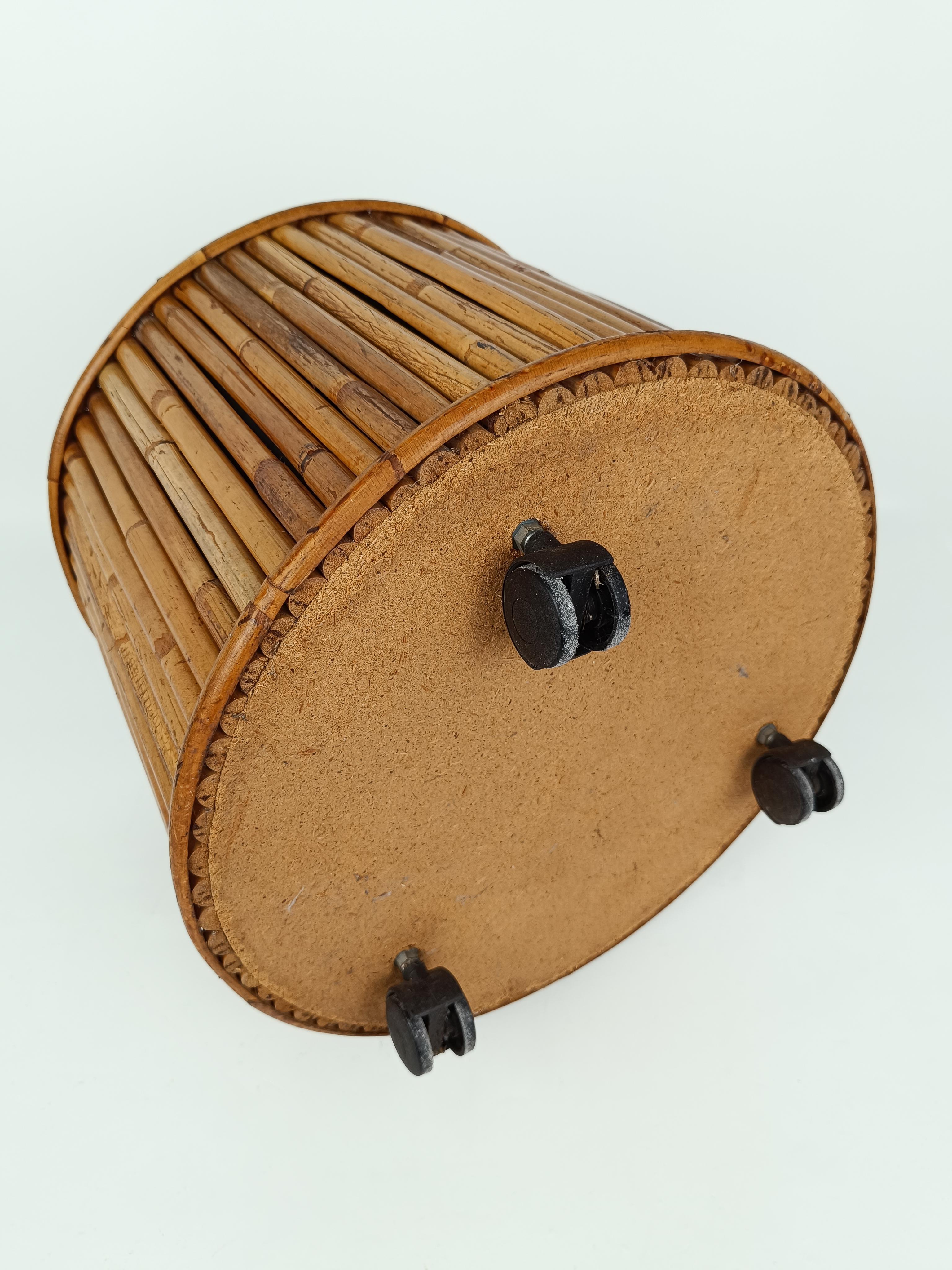 Bambù Vaso porta piante in bambù, canne e rattan del XIX secolo, Italia anni '70