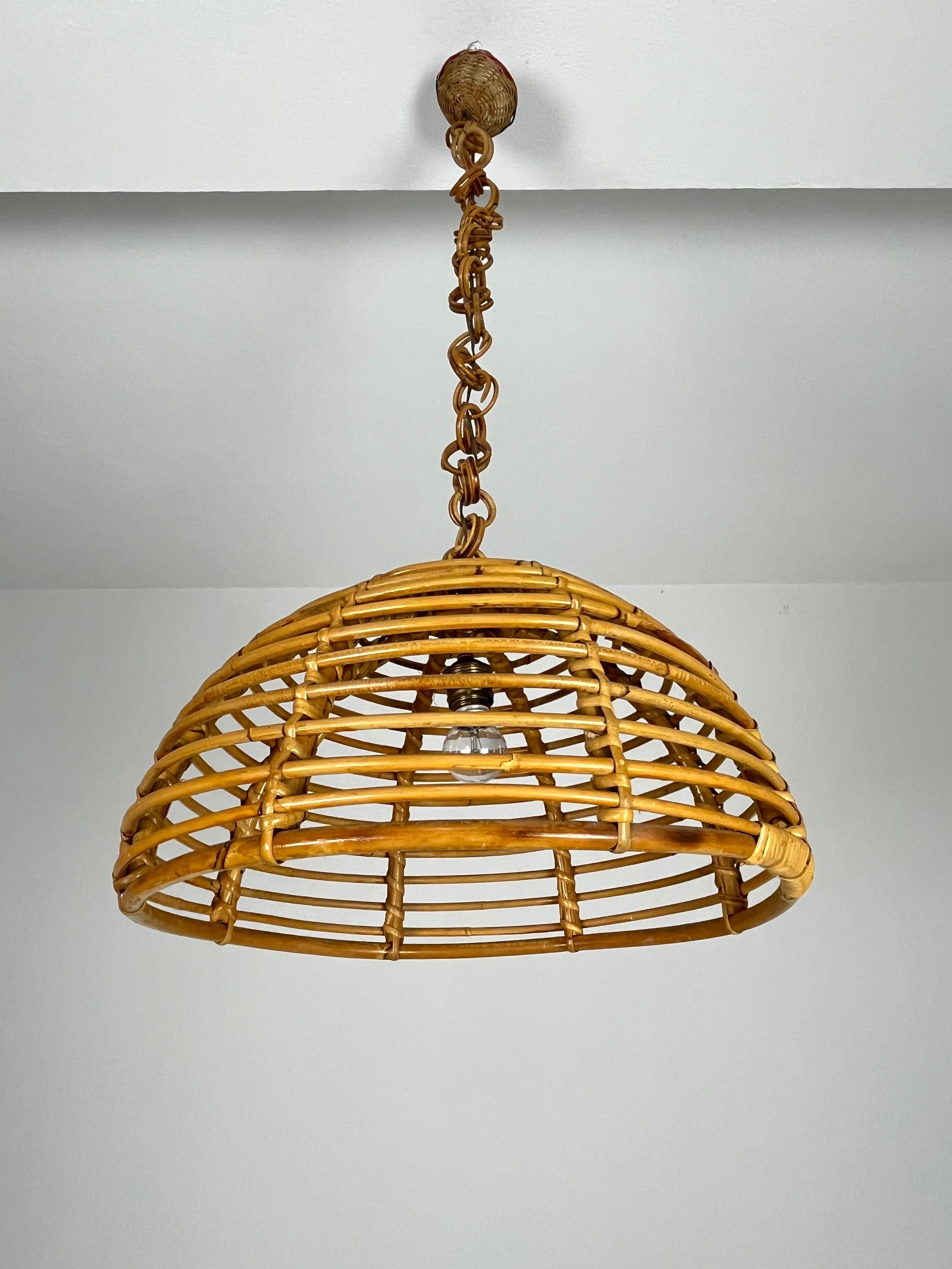 Mid-century Bamboo Chandelier Attributed to Vivai del Sud, 1960s For Sale 5