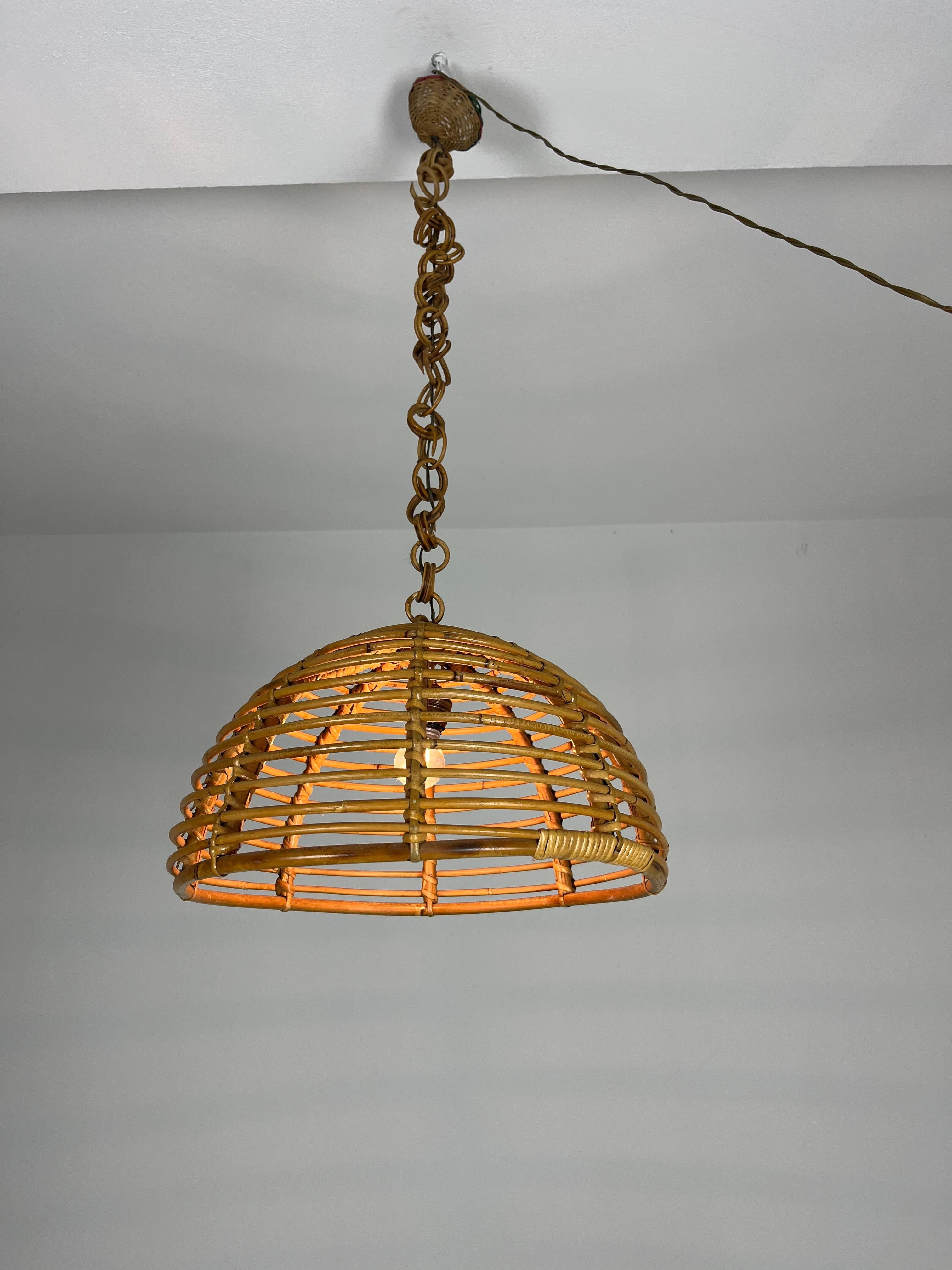 Italian Mid-century Bamboo Chandelier Attributed to Vivai del Sud, 1960s For Sale