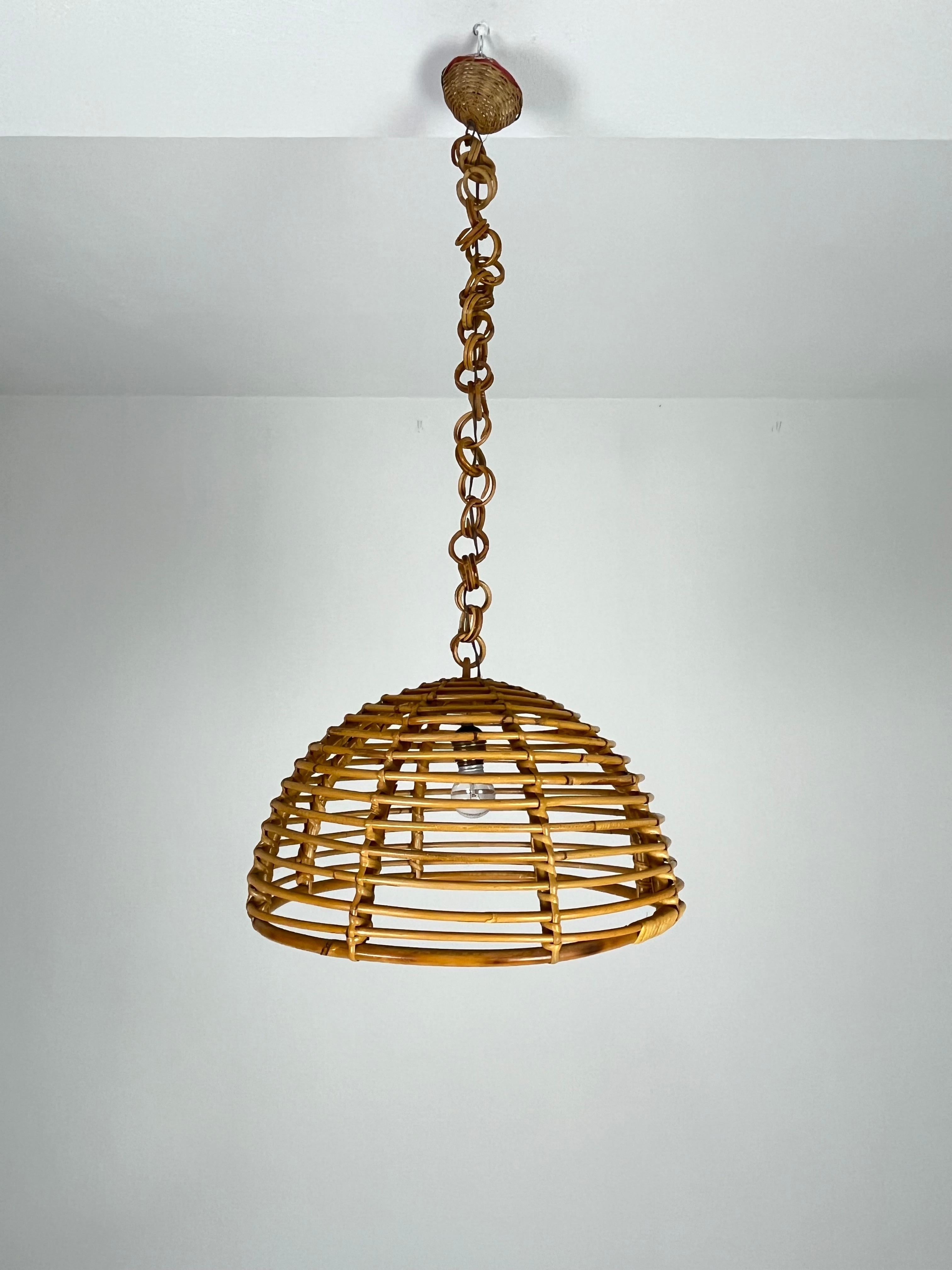 Mid-20th Century Mid-century Bamboo Chandelier Attributed to Vivai del Sud, 1960s For Sale