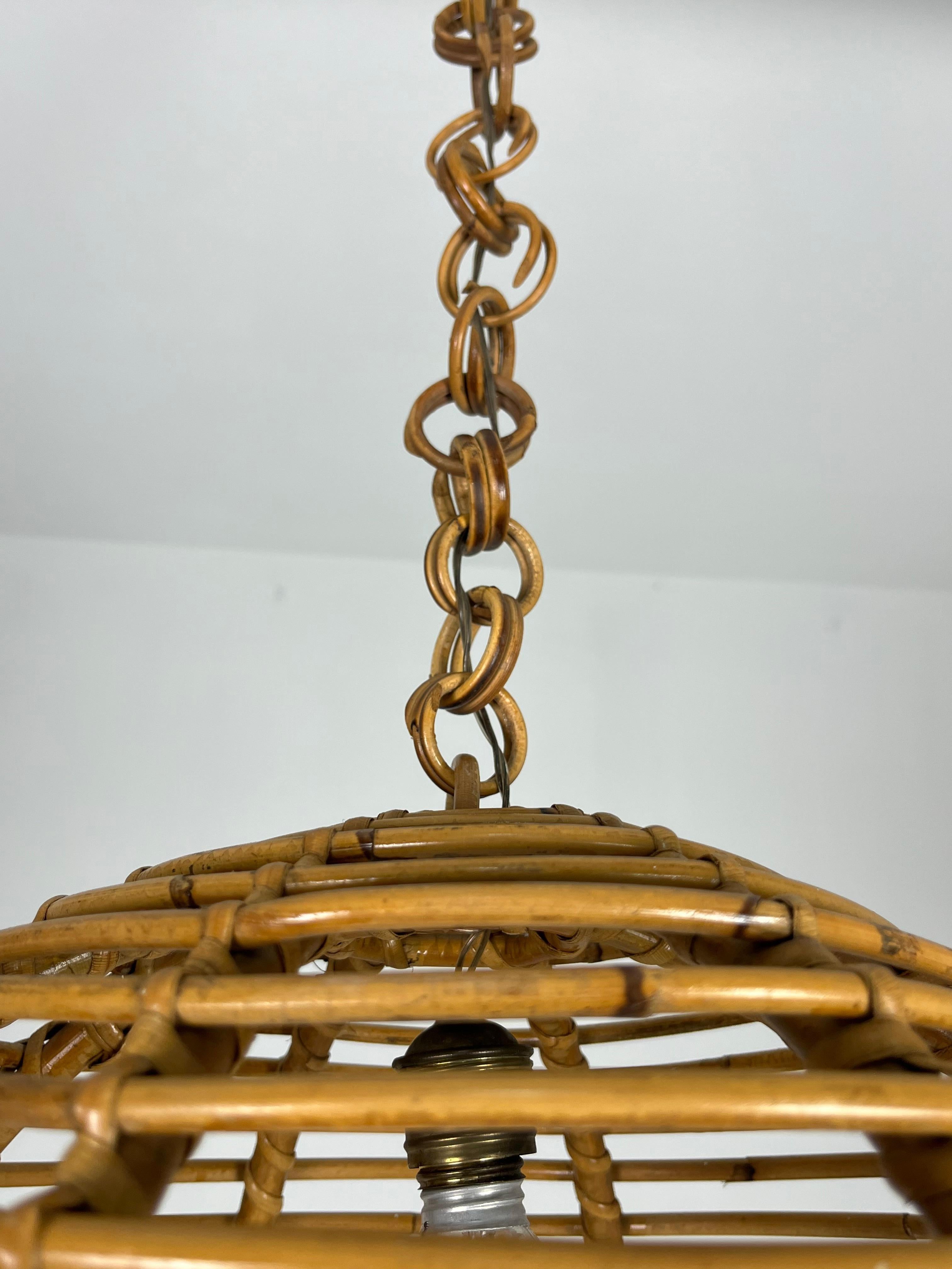 Mid-century Bamboo Chandelier Attributed to Vivai del Sud, 1960s For Sale 1