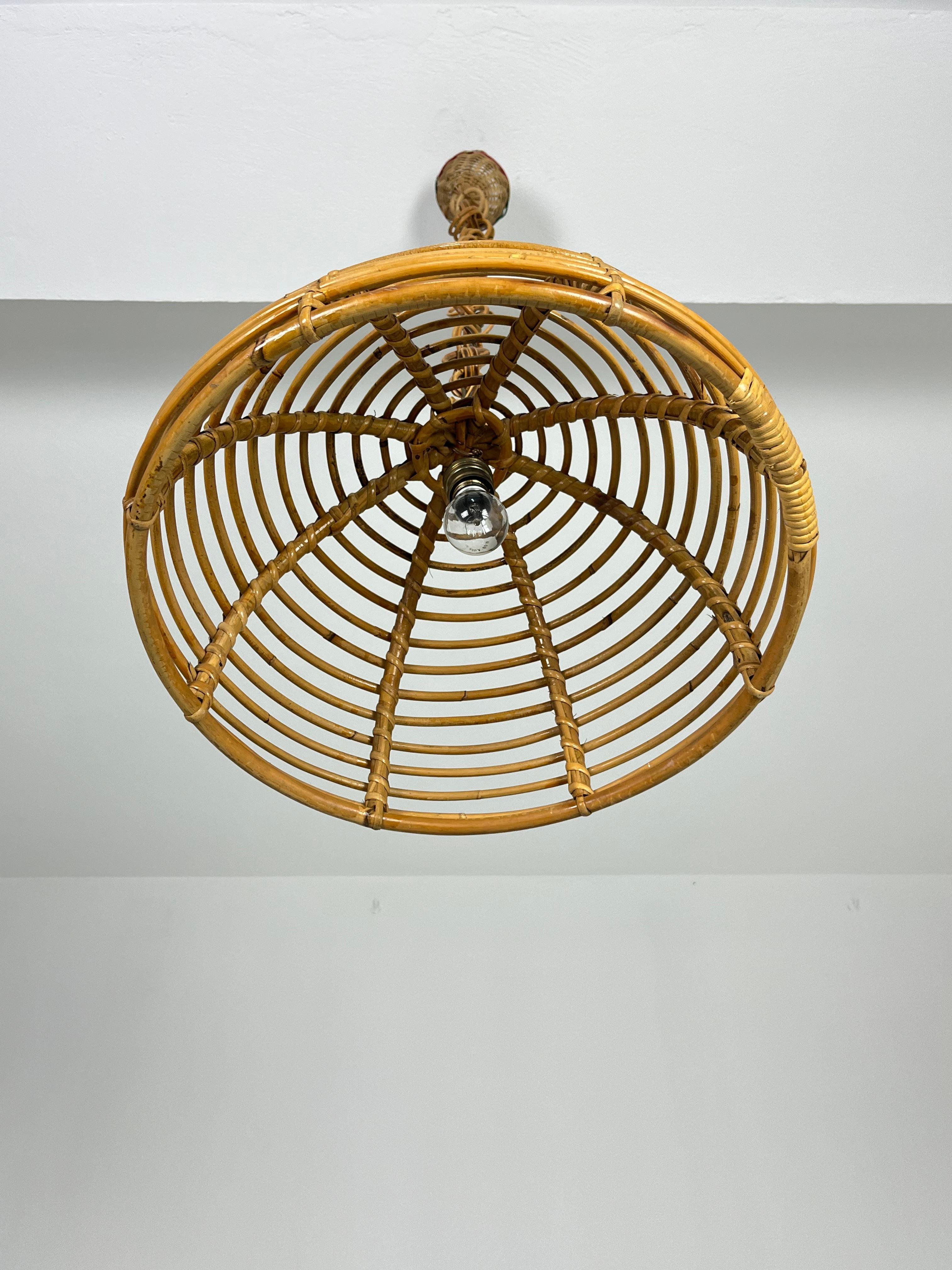 Mid-century Bamboo Chandelier Attributed to Vivai del Sud, 1960s For Sale 3