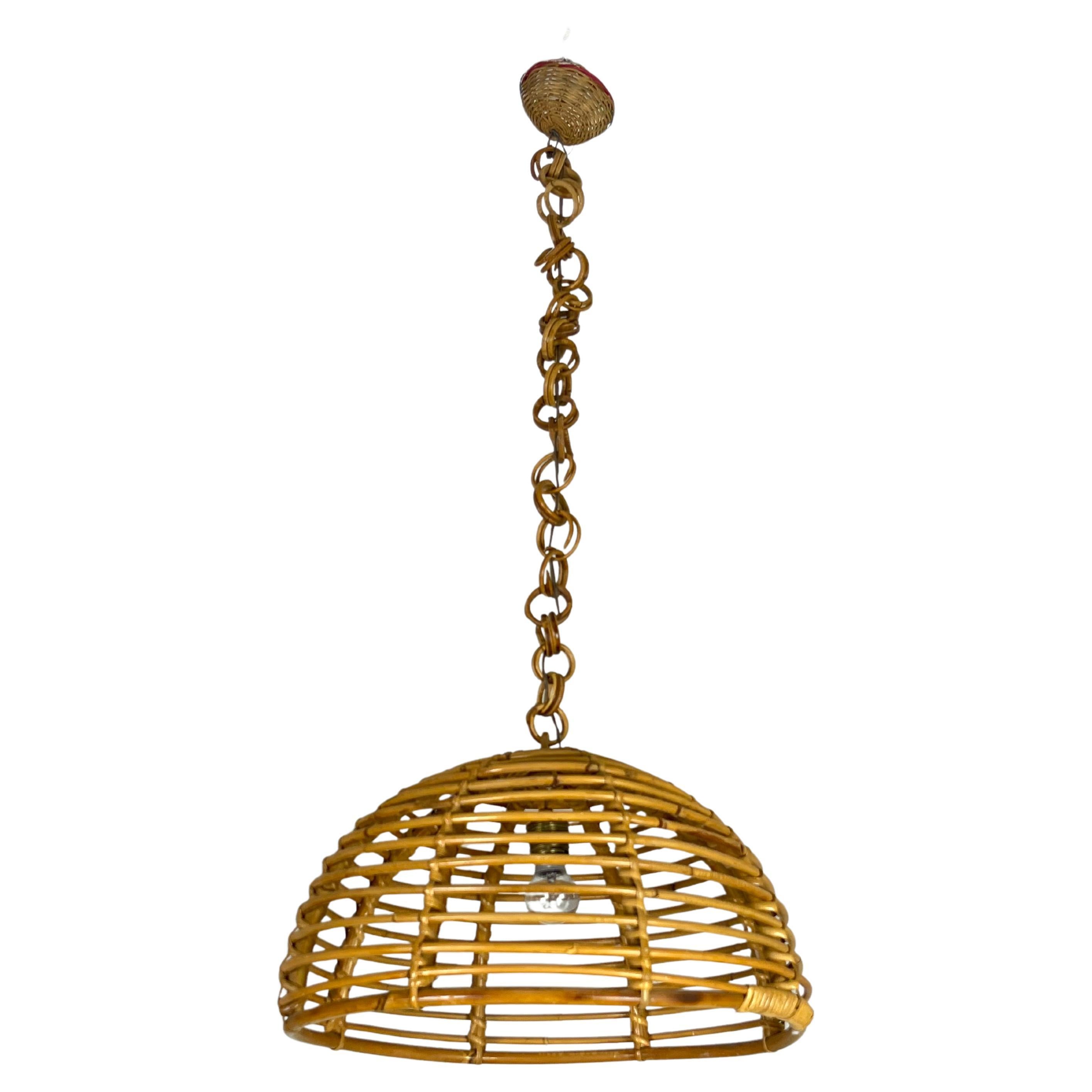 Mid-century Bamboo Chandelier Attributed to Vivai del Sud, 1960s For Sale