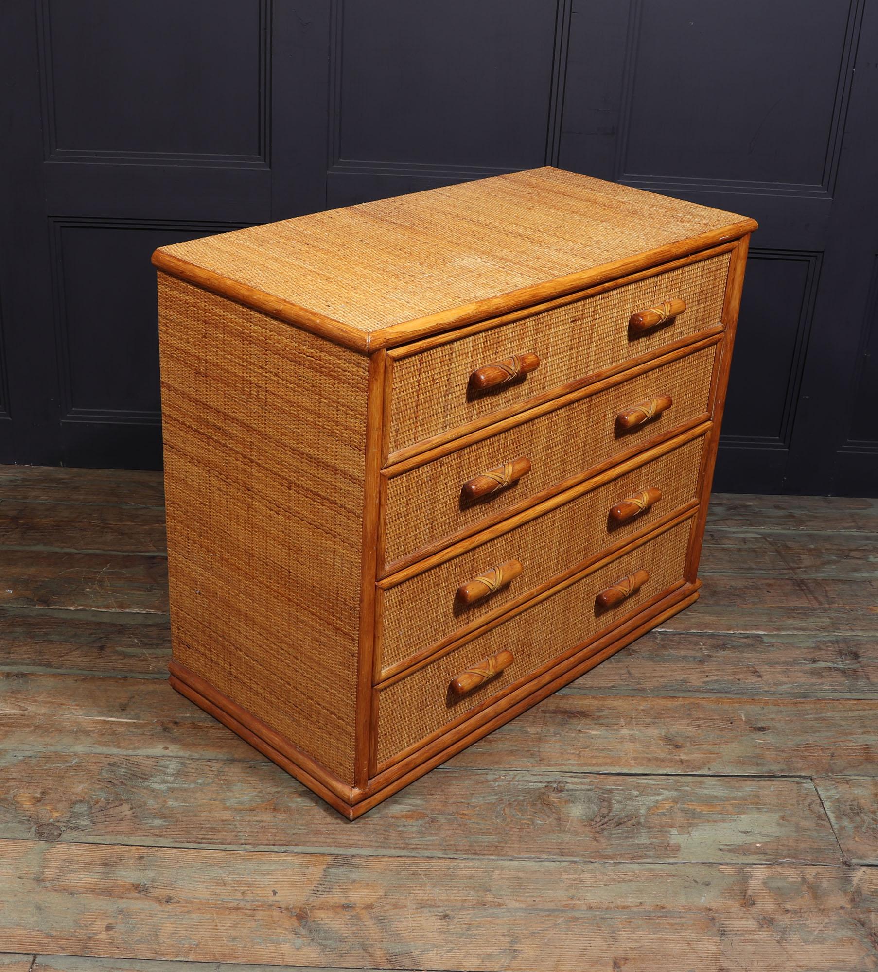 French Mid century Bamboo Chest c1970