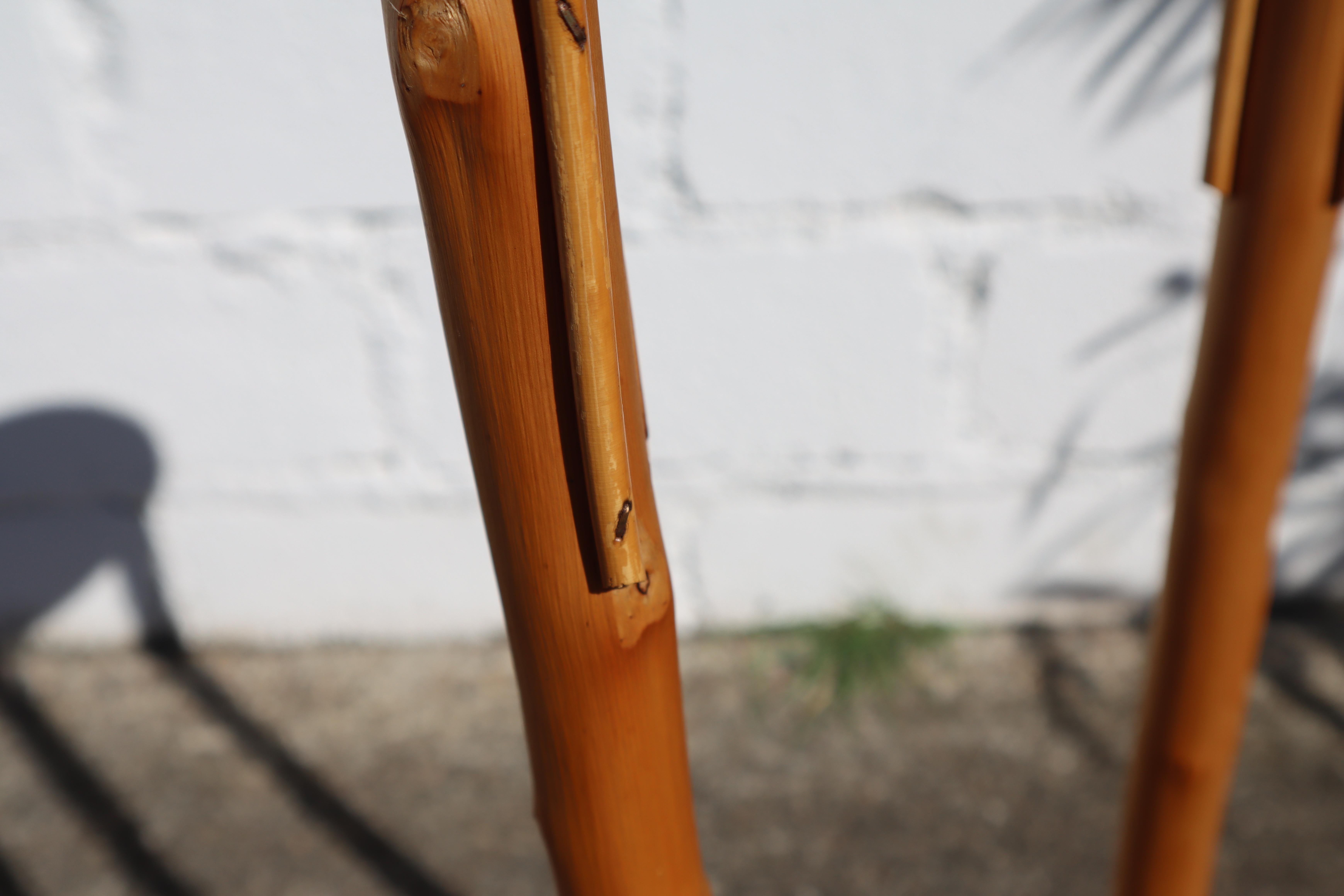 Mid-Century Bamboo - Chestnut Stool - Bamboo Wicker Console-60s 5