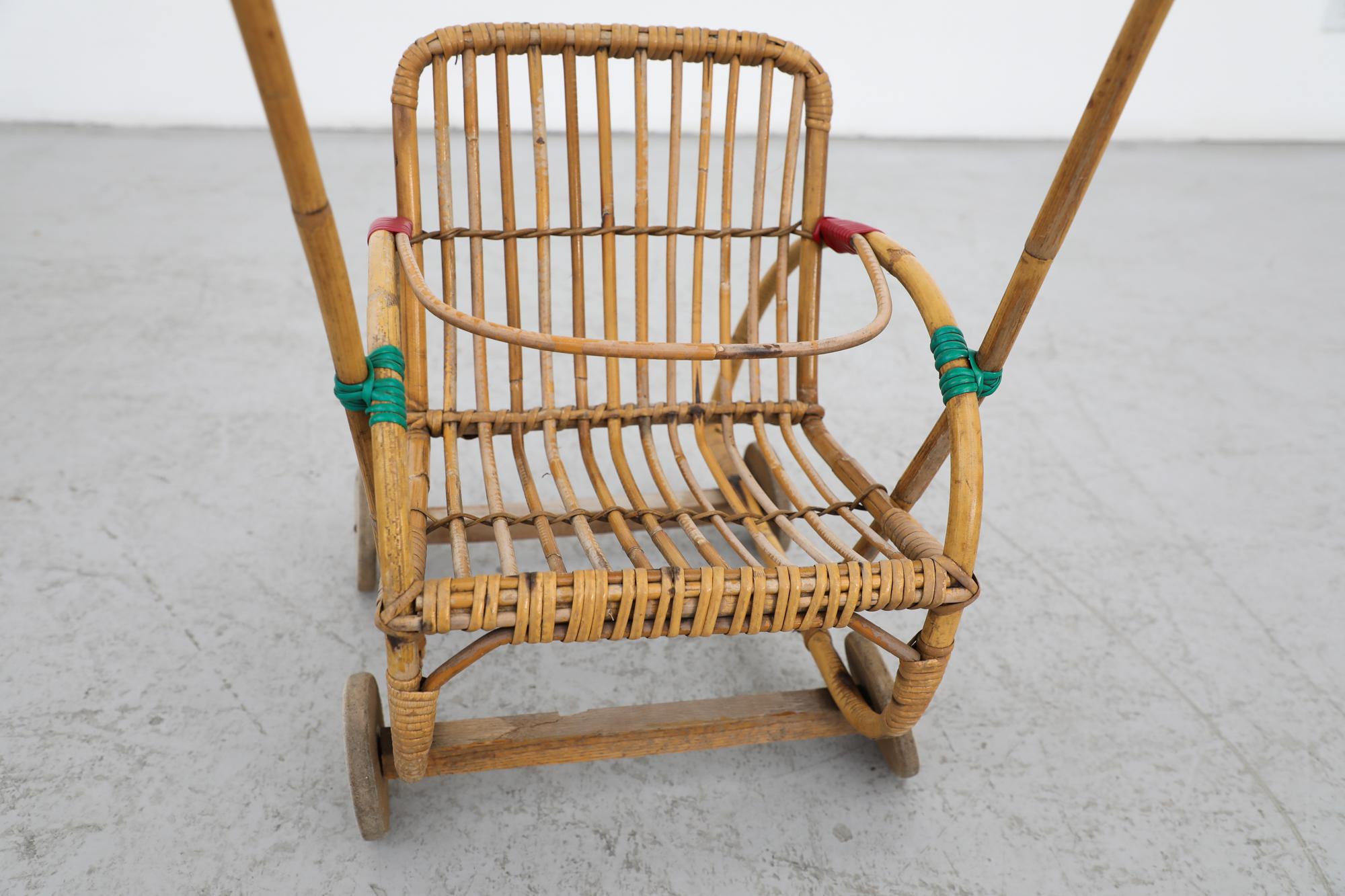 Babydoll Stroller aus Bambus für Kinder aus der Mitte des Jahrhunderts im Angebot 4