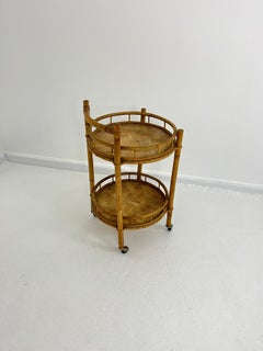 Mid-century Bamboo Circular Bar Cart, 1960s