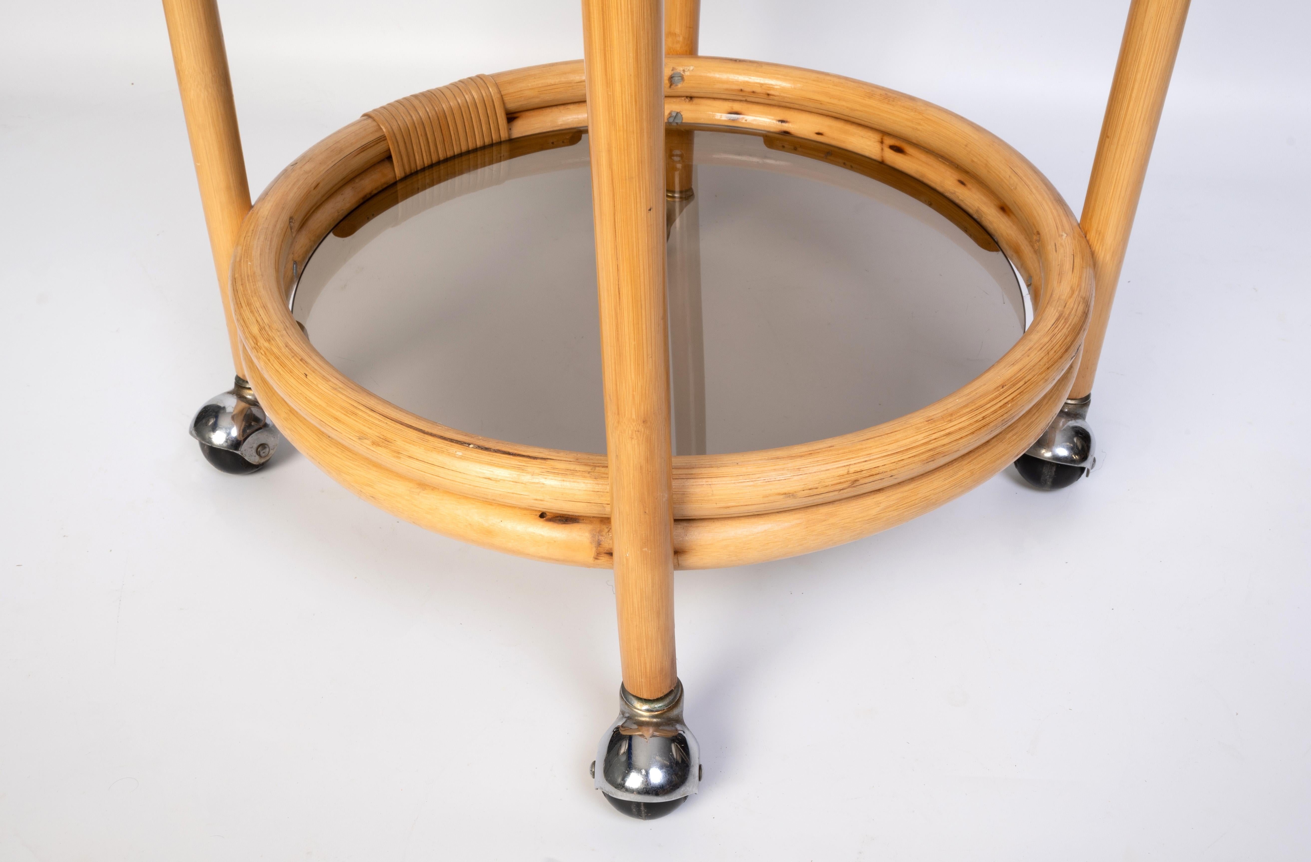 Table d'appoint circulaire en bambou, Italie, C.1960 en vente 1